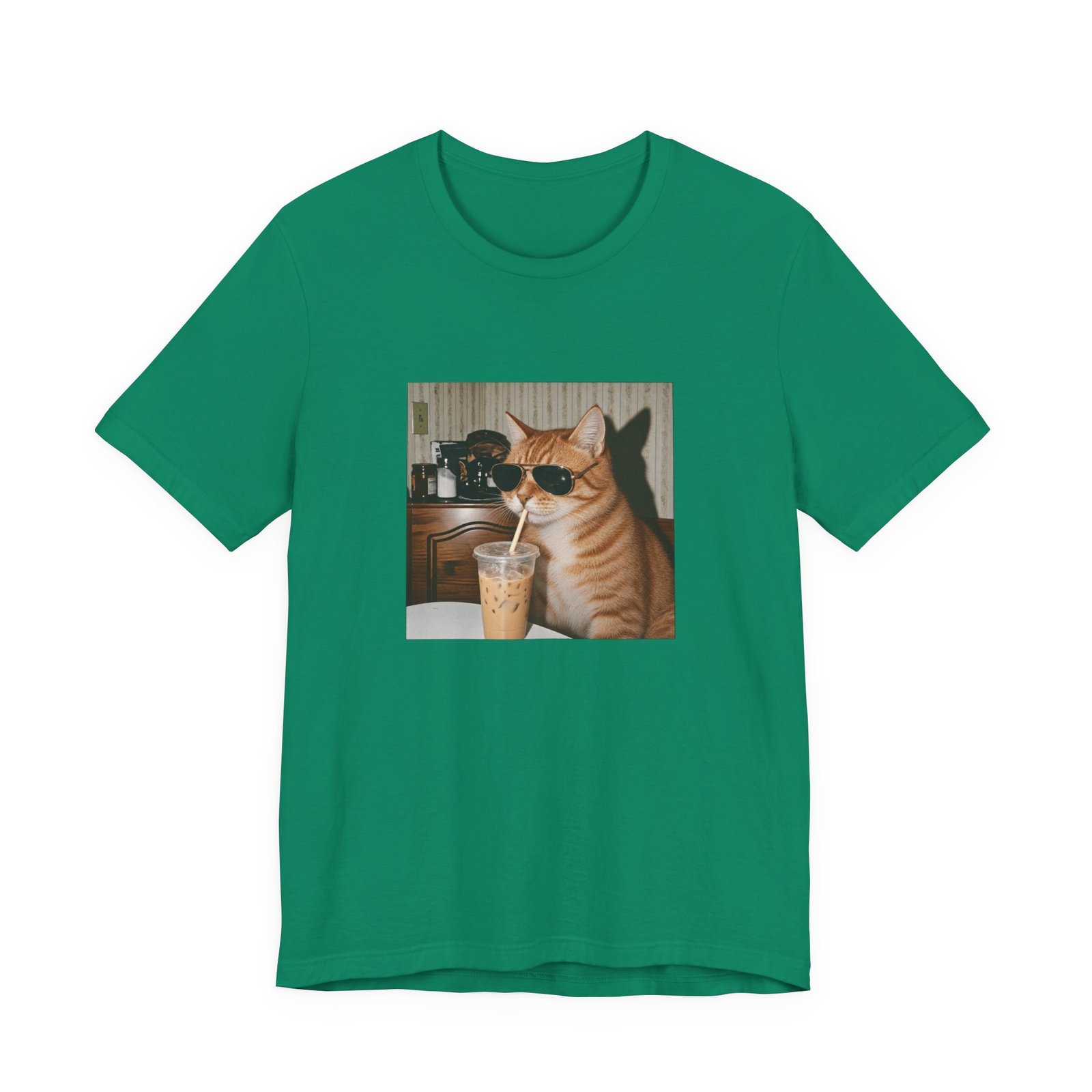 Cat Drinking Iced Coffee Graphic Tee - Image 25