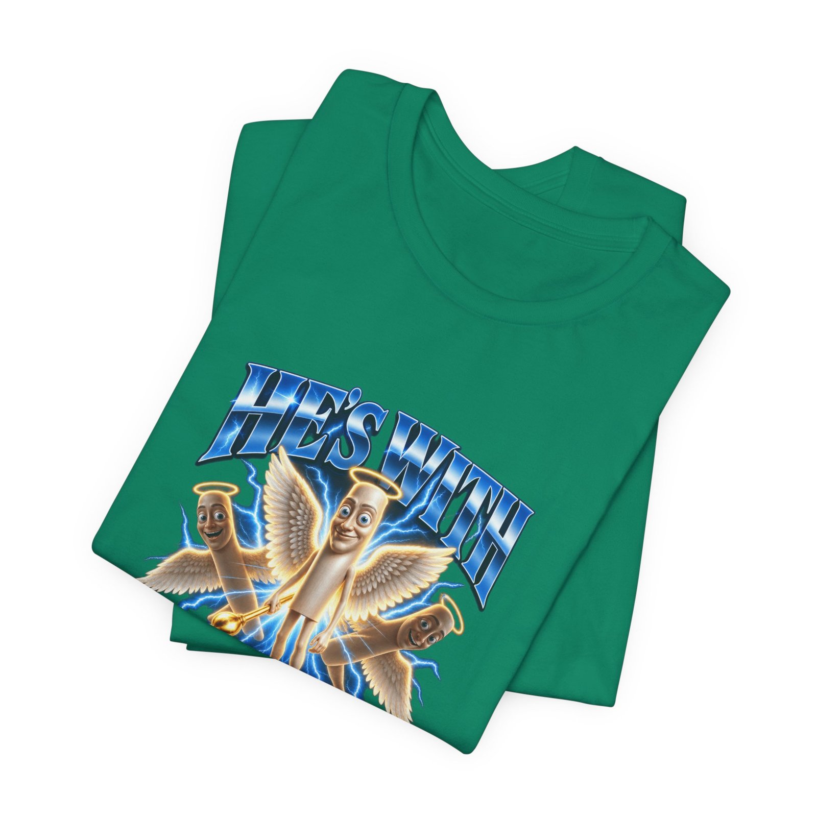 He’s With Tung Sahur Now Meme Angel Humor Graphic Tee - Image 15