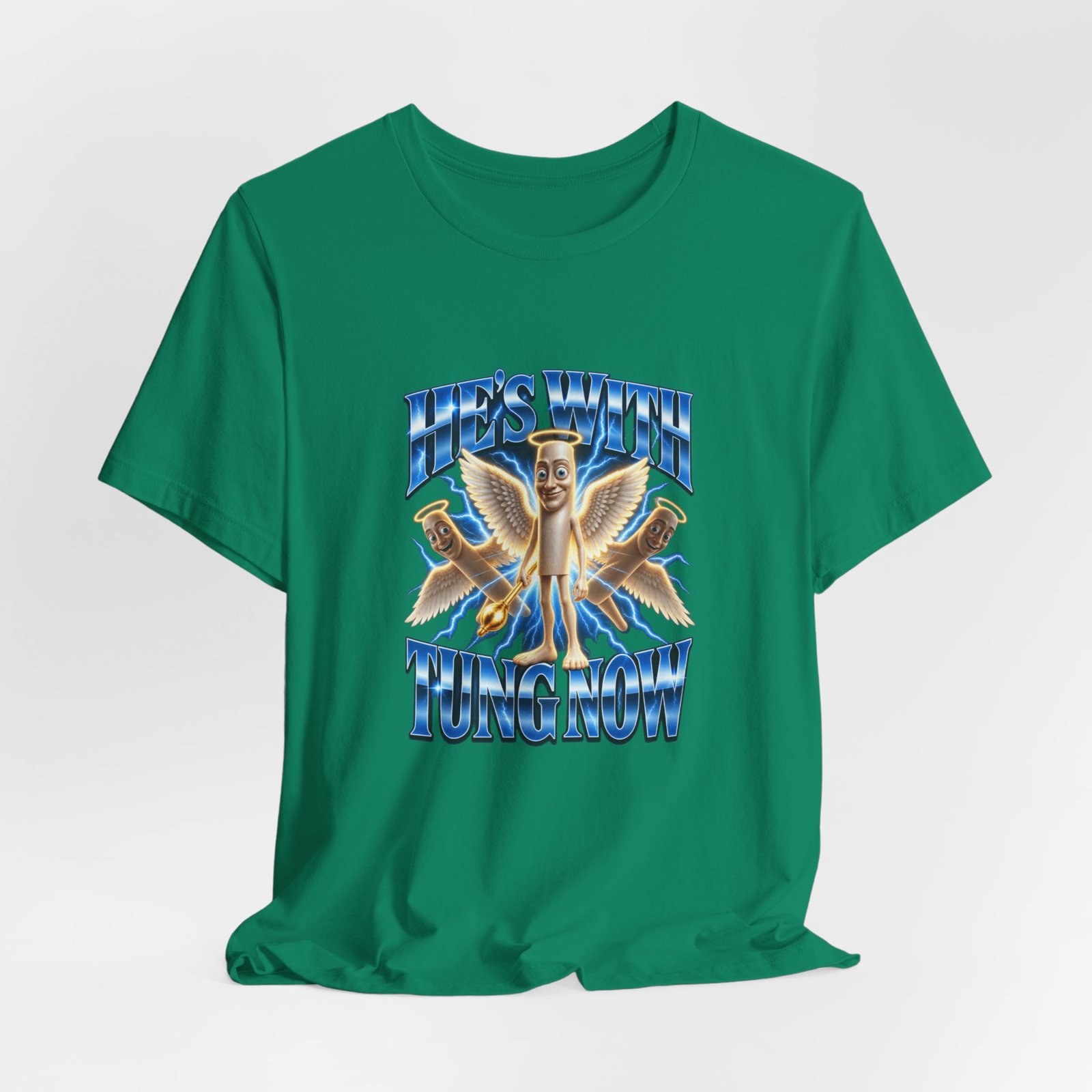 He’s With Tung Sahur Now Meme Angel Humor Graphic Tee - Image 16