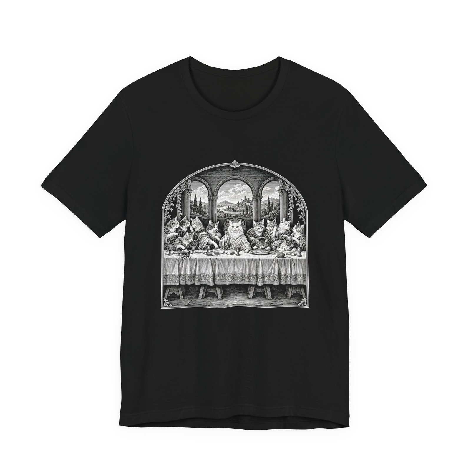 Cats Last Dinner Religious Humor Graphic Tee - Image 5