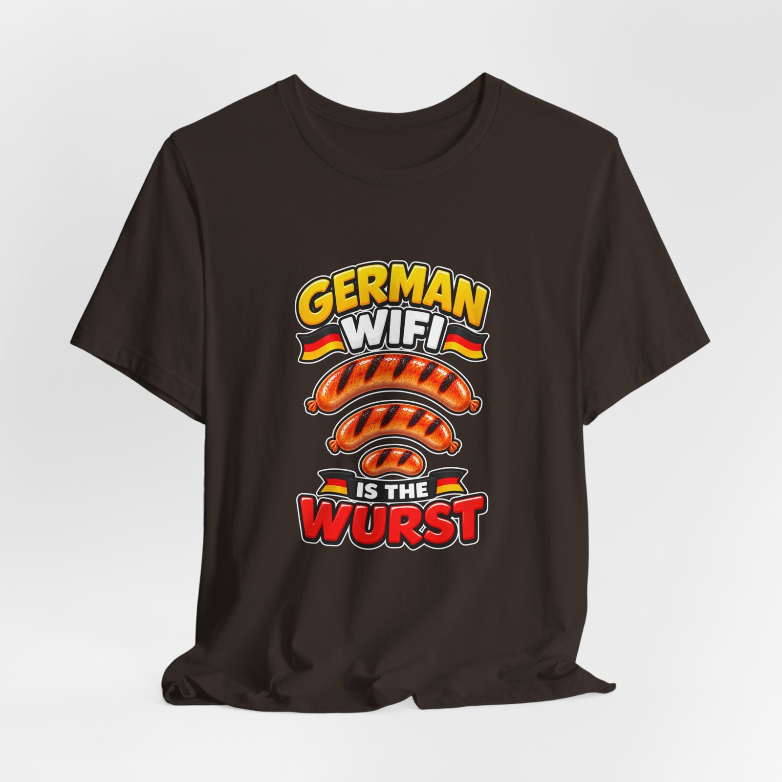 German WiFi Is The Wurst Sausage Pun Graphic Tee - Image 12