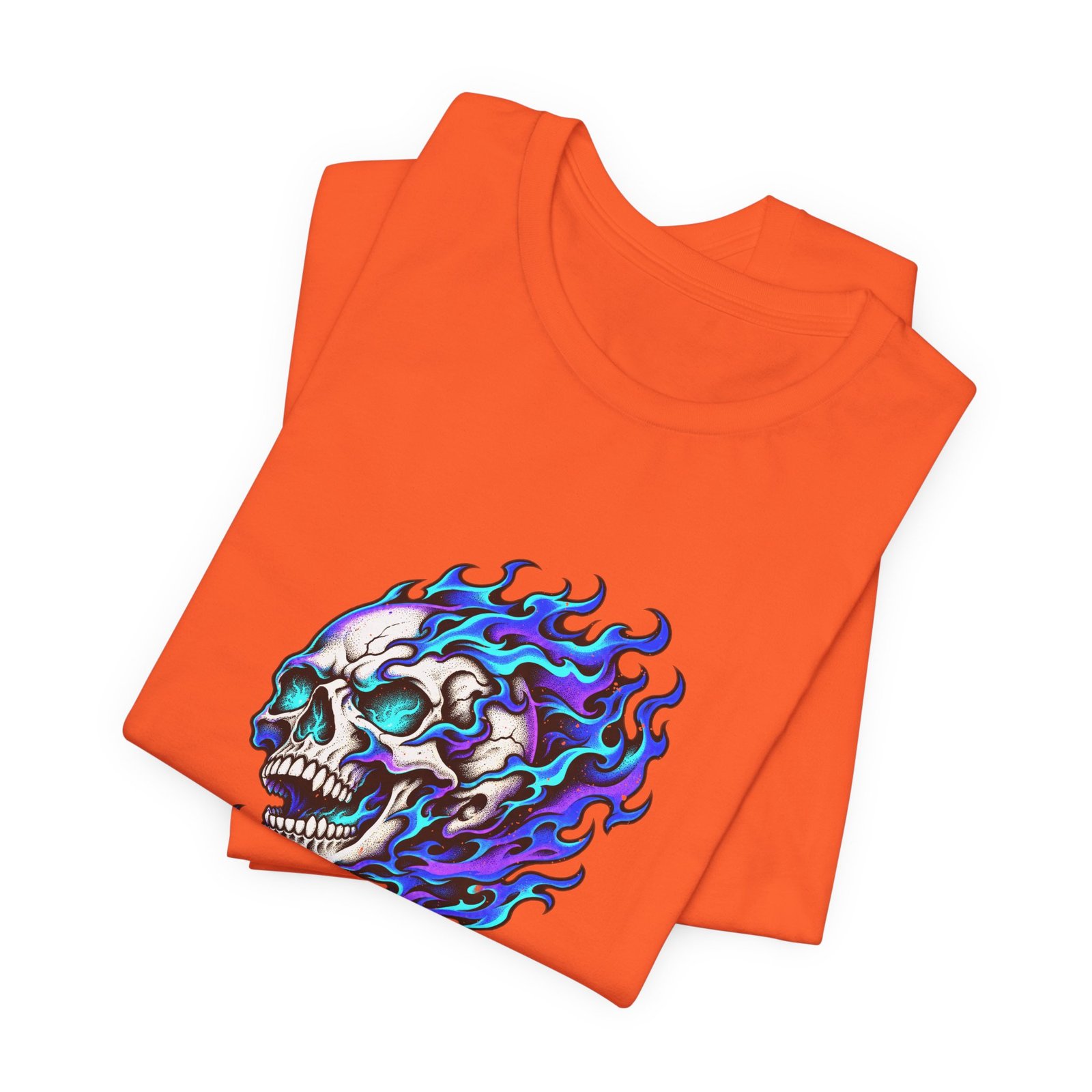 Flaming Skull Dark Fantasy Art Graphic Tee - Image 7