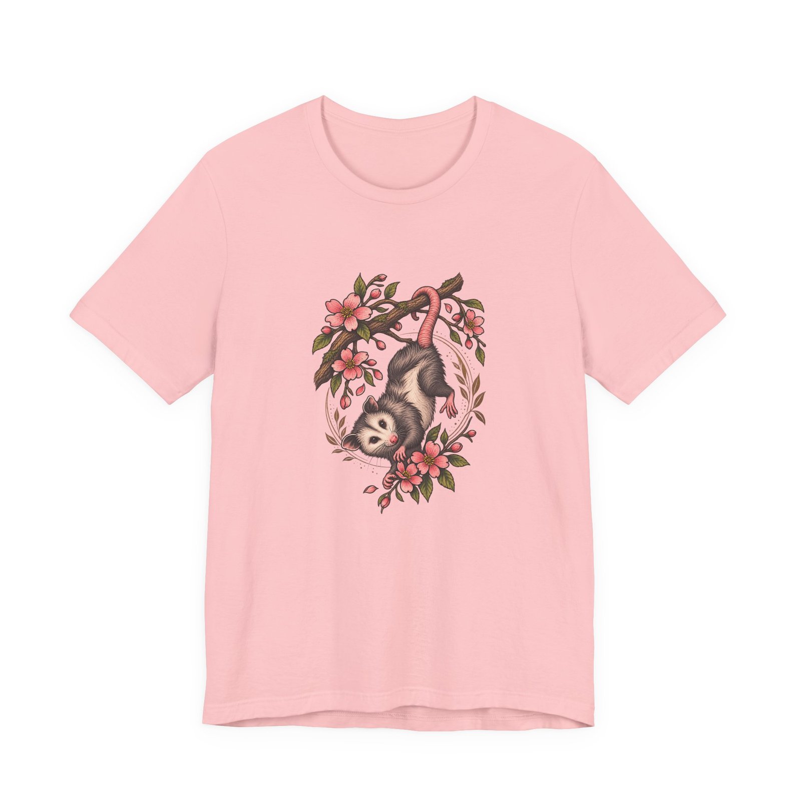Opossum Hanging Among Blossoms Graphic Tee - Image 41