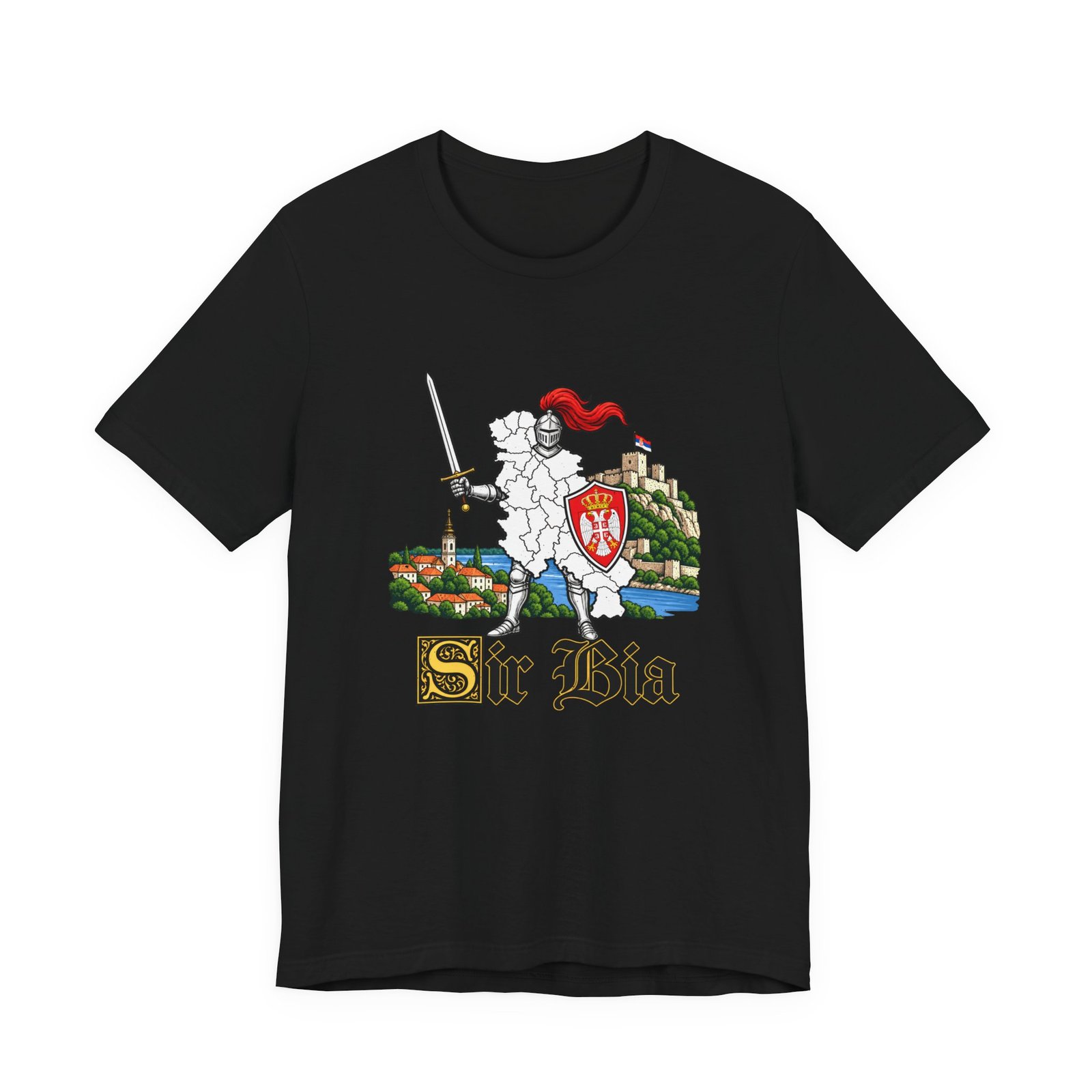 Ser Bia Heraldic Knight Heritage Serbia Pun Graphic Tee - Image 13