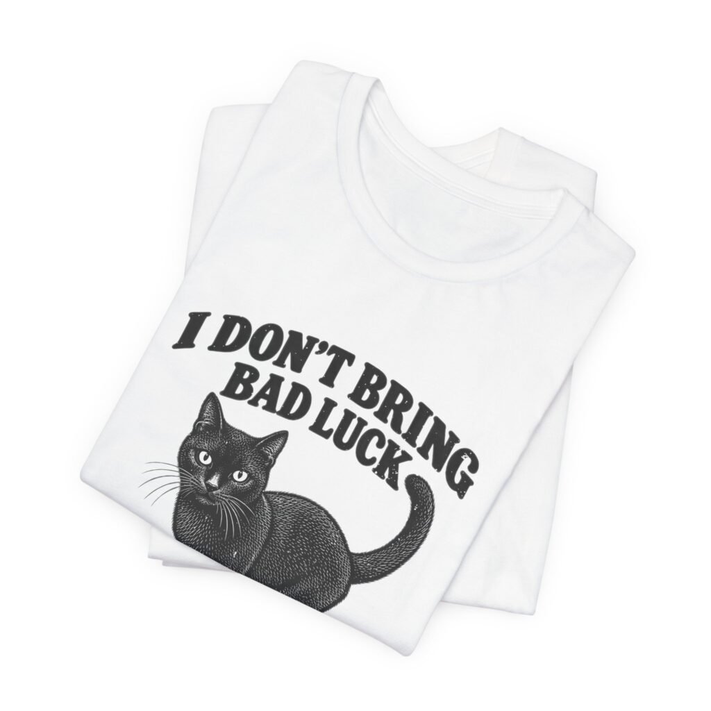 Black Bad Luck Cat Superstition Humor Graphic Tee