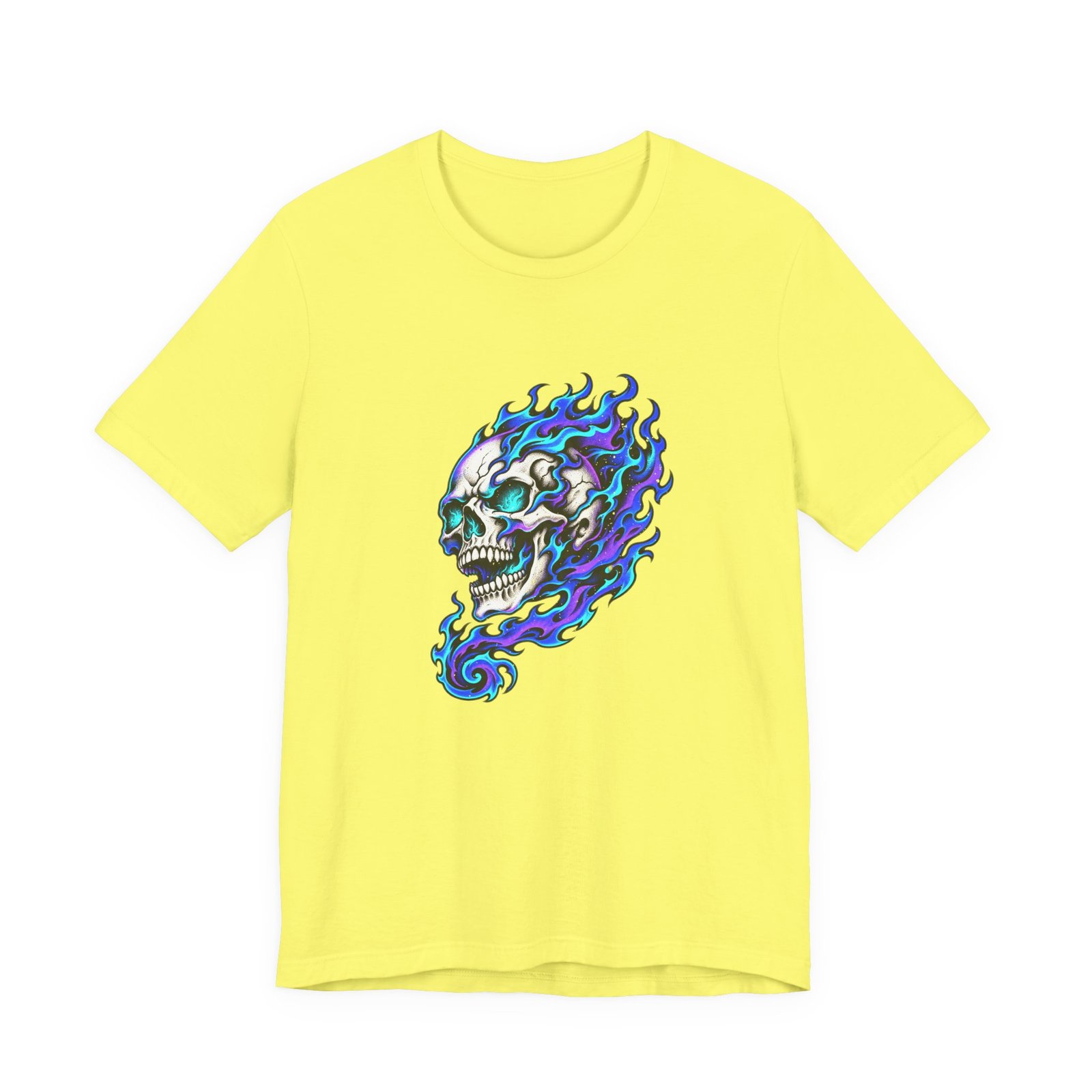 Flaming Skull Dark Fantasy Art Graphic Tee - Image 9