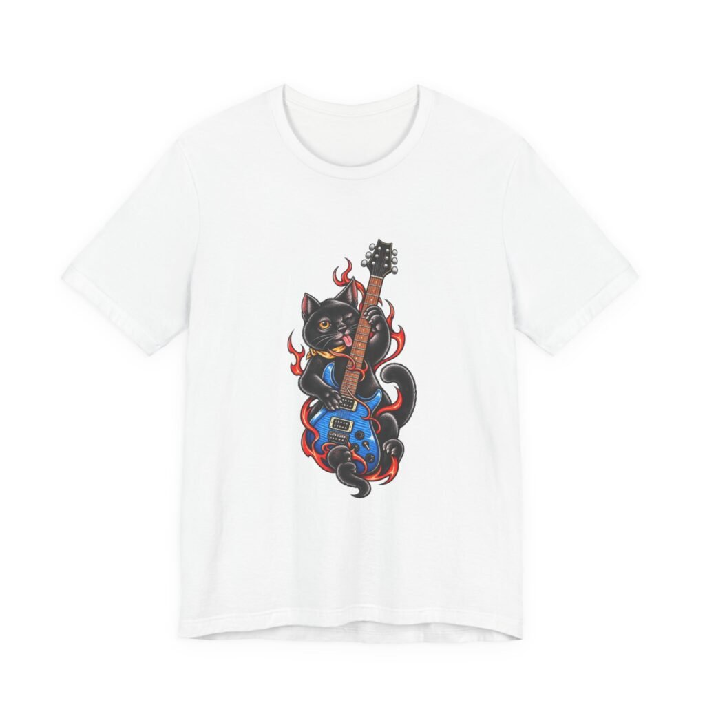 Cat Rock Guitar Flames Graphic Tee