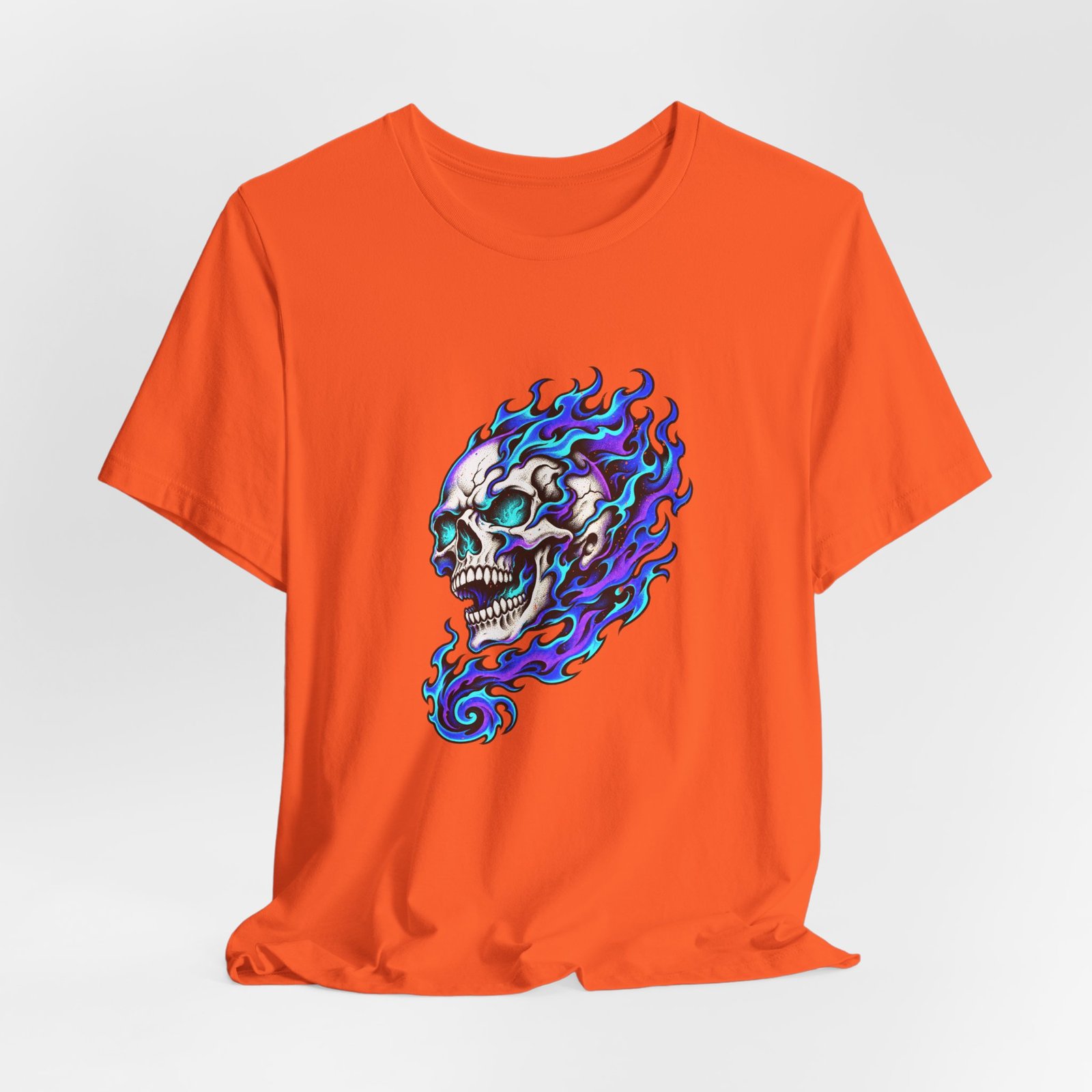 Flaming Skull Dark Fantasy Art Graphic Tee - Image 8