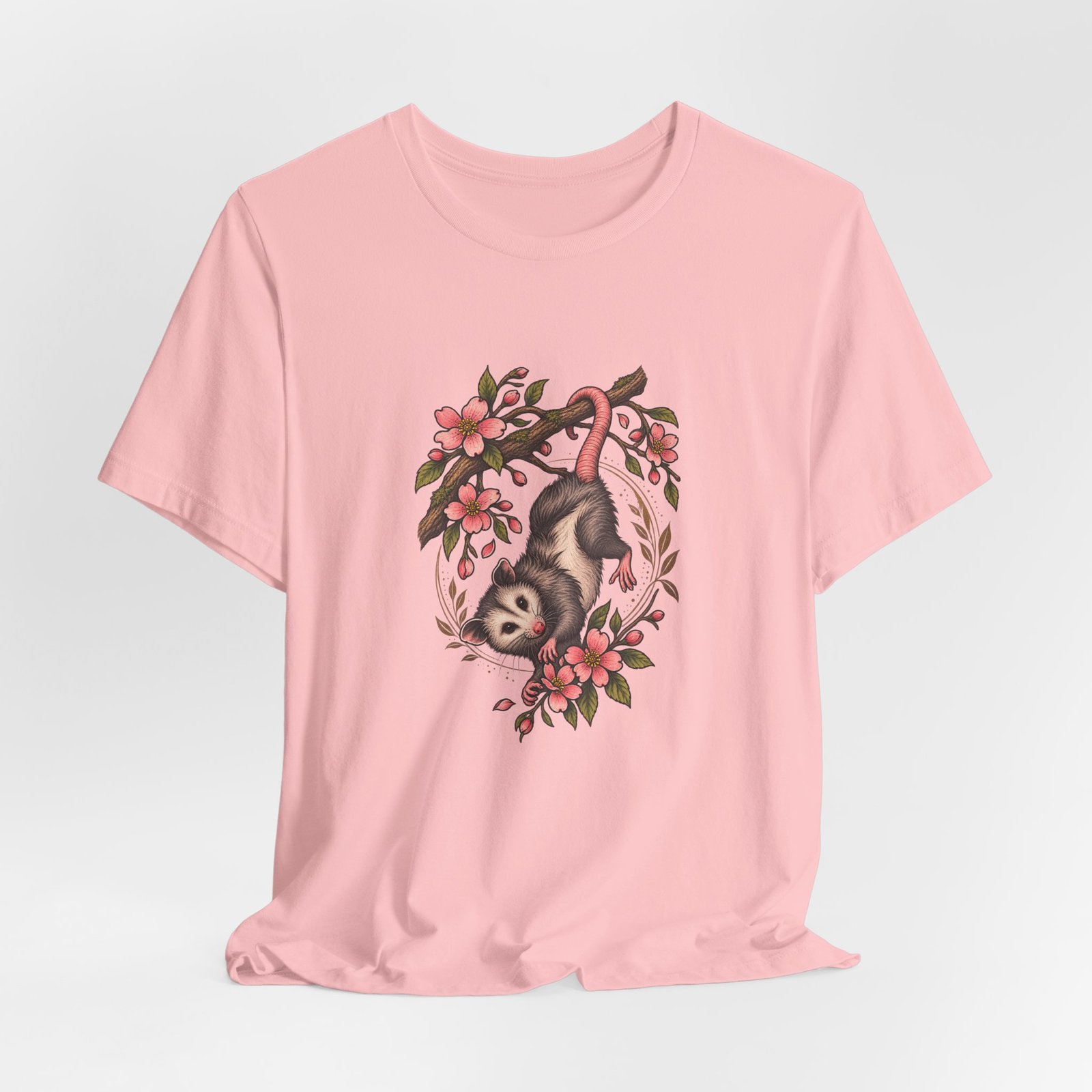 Opossum Hanging Among Blossoms Graphic Tee - Image 44