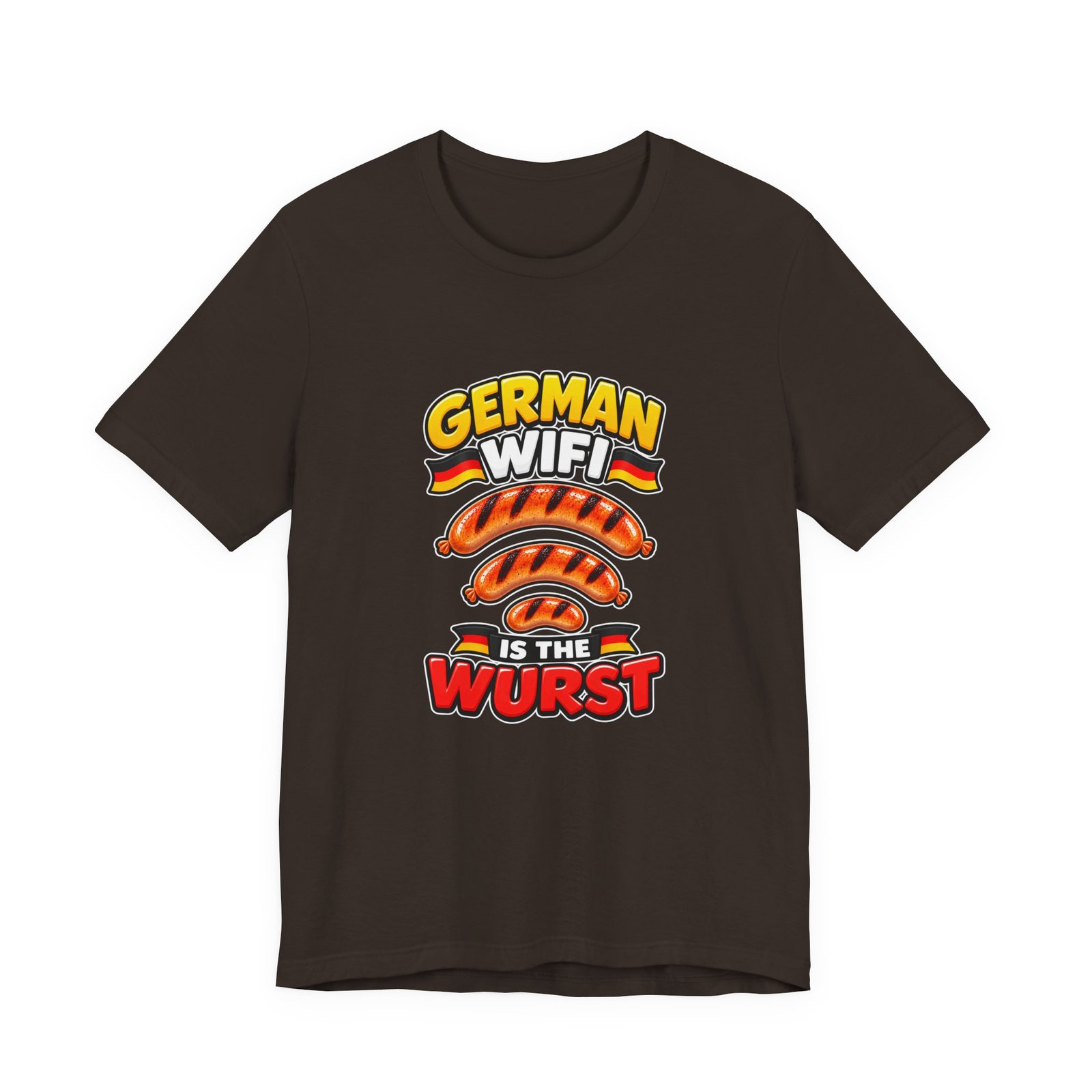 German WiFi Is The Wurst Sausage Pun Graphic Tee - Image 9