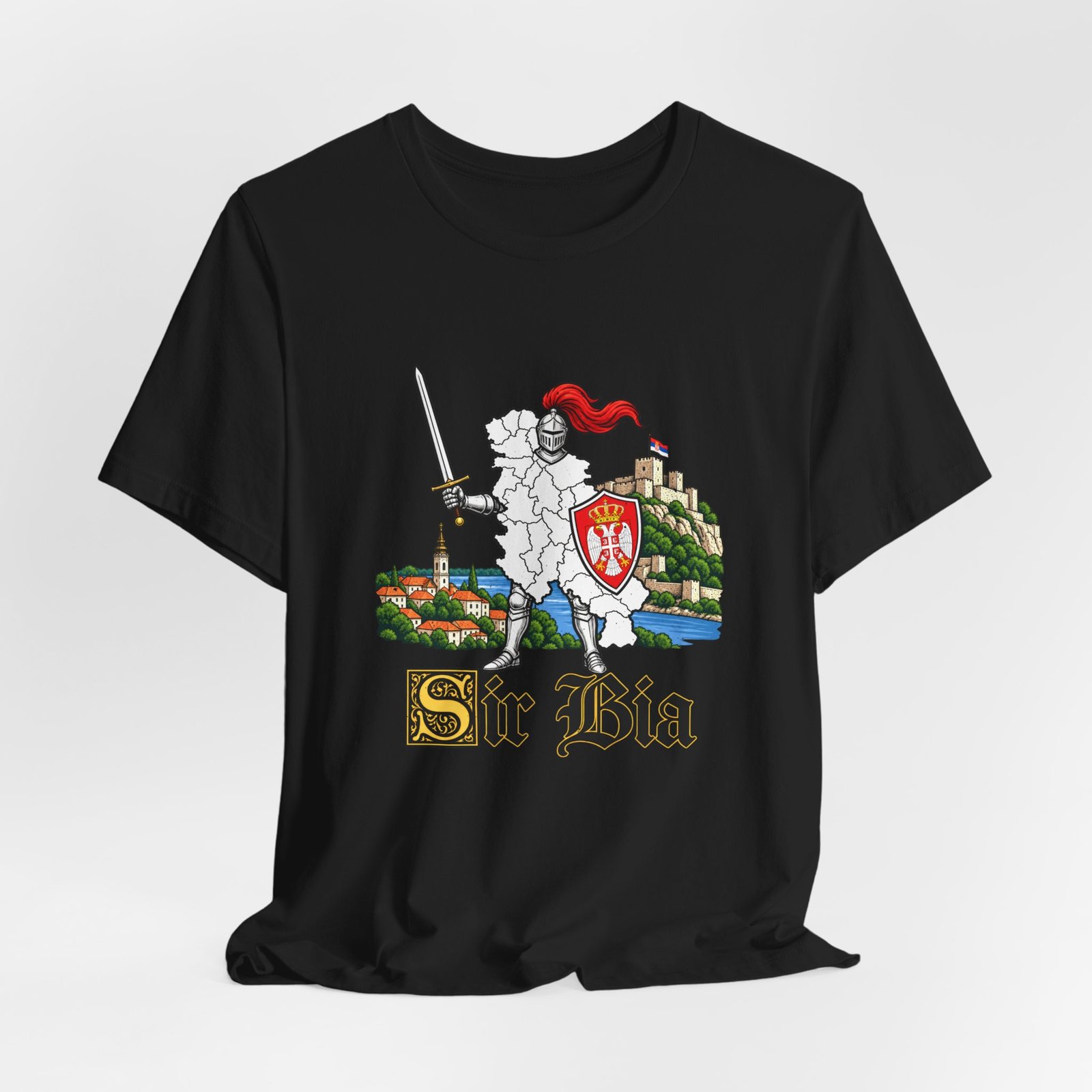 Ser Bia Heraldic Knight Heritage Serbia Pun Graphic Tee - Image 16
