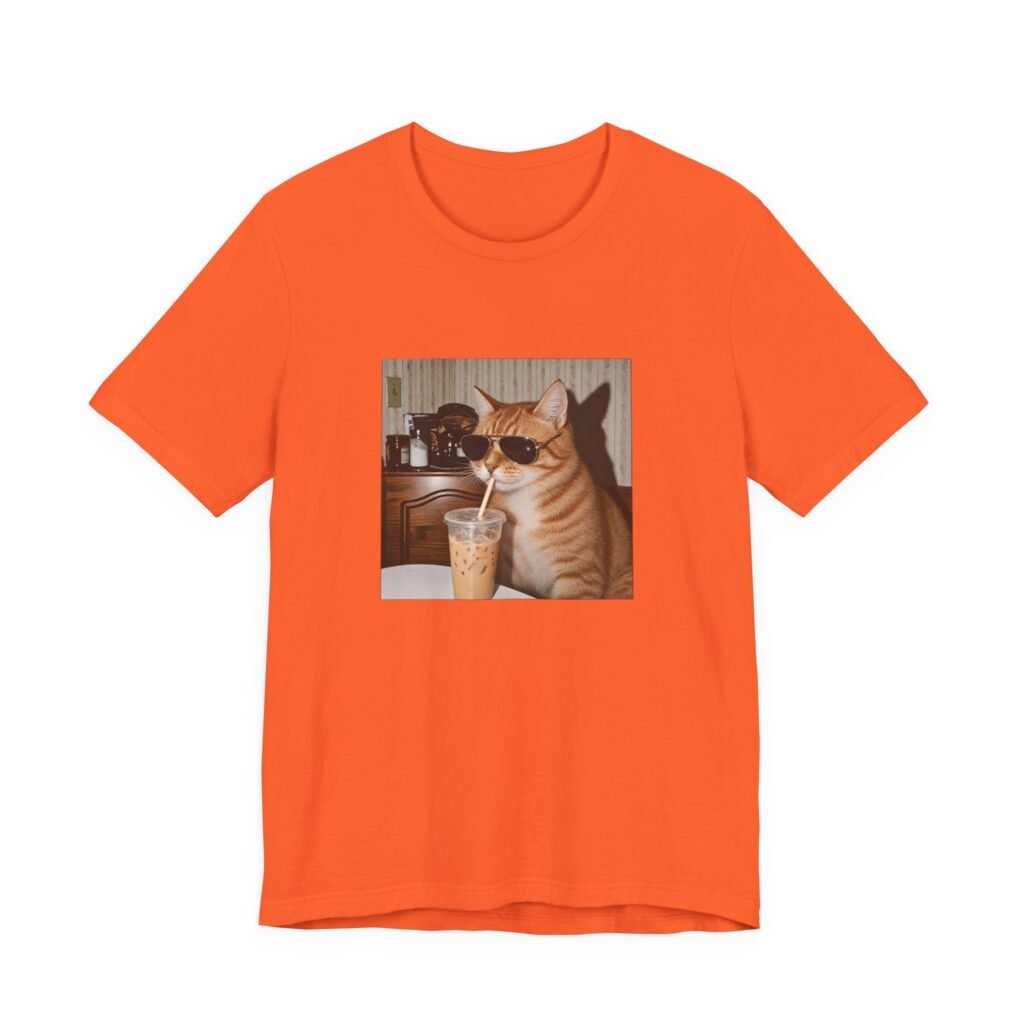 Cat Drinking Iced Coffee Graphic Tee