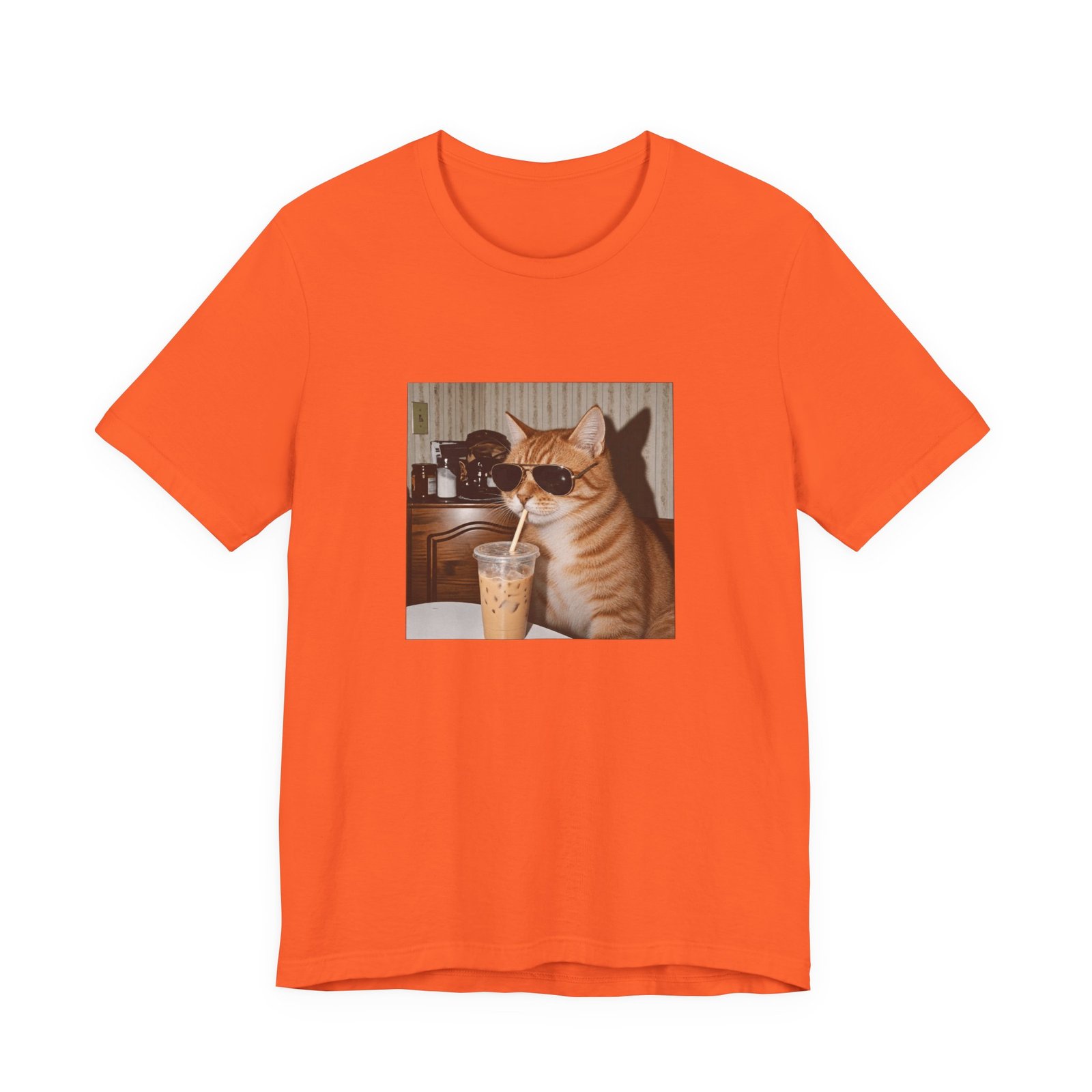 Cat Drinking Iced Coffee Graphic Tee - Image 5