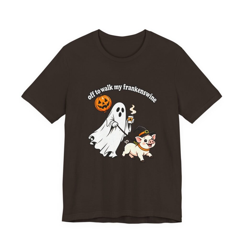 Off To Walk My Frankenswine Halloween Pig Ghost With Witch Hat
