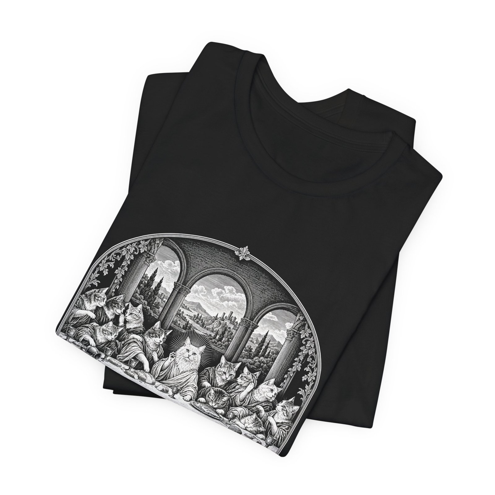 Cats Last Dinner Religious Humor Graphic Tee - Image 7