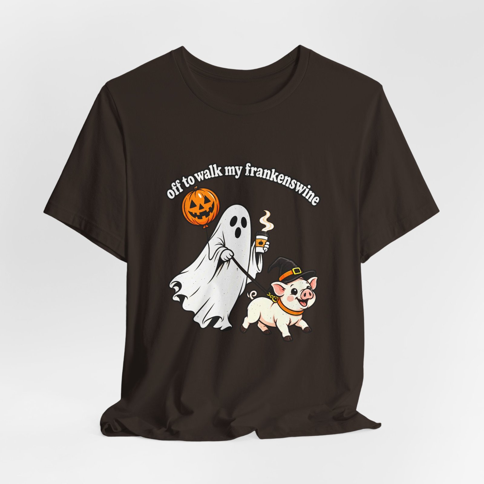 Off To Walk My Frankenswine Halloween Pig Ghost With Witch Hat - Image 4