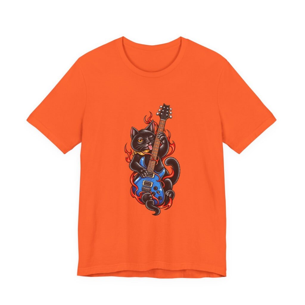 Cat Rock Guitar Flames Graphic Tee