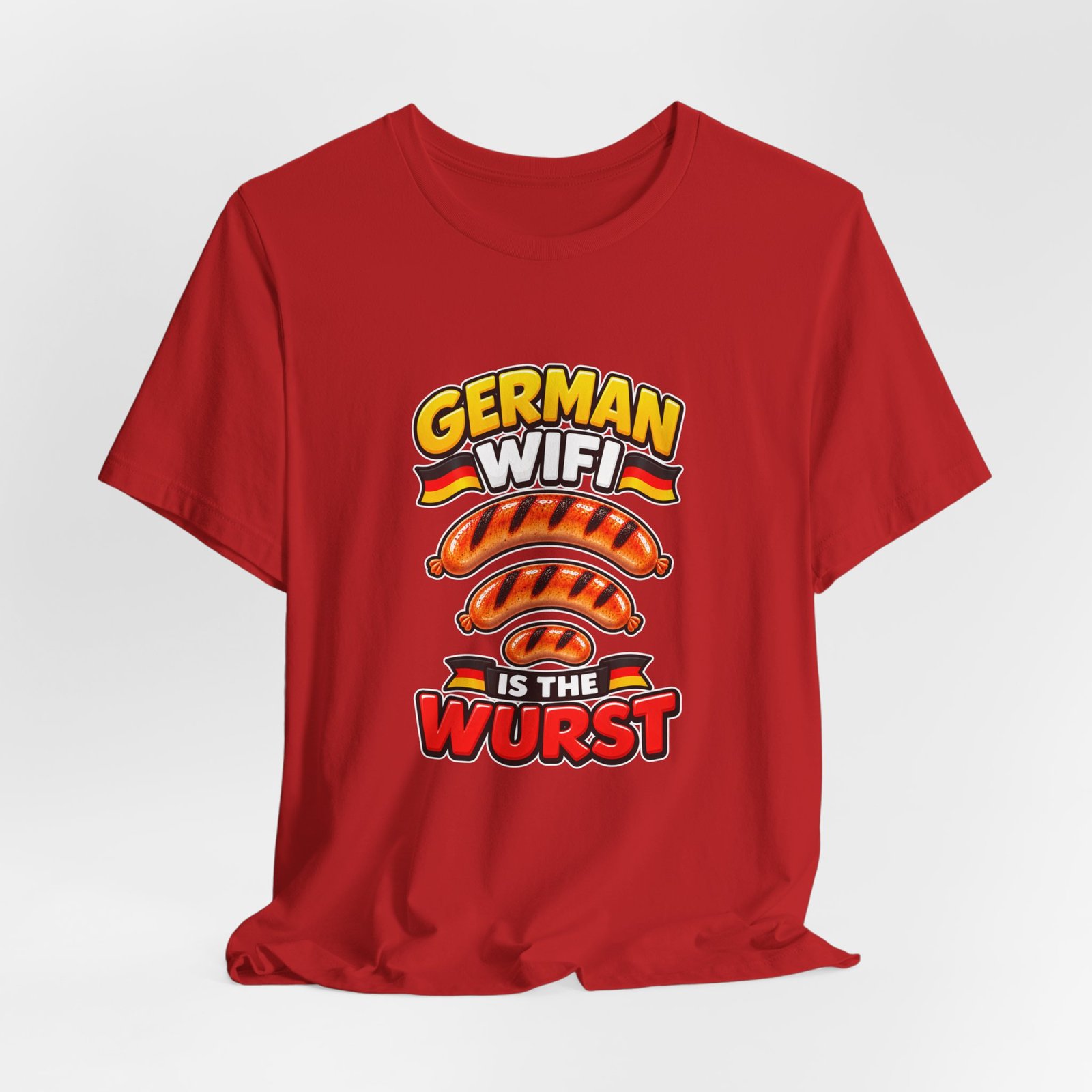 German WiFi Is The Wurst Sausage Pun Graphic Tee - Image 48
