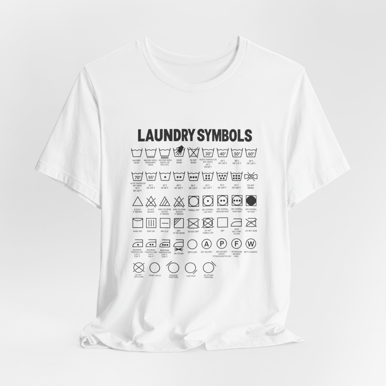 Laundry Symbols Care Chart Graphic Tee - Image 4
