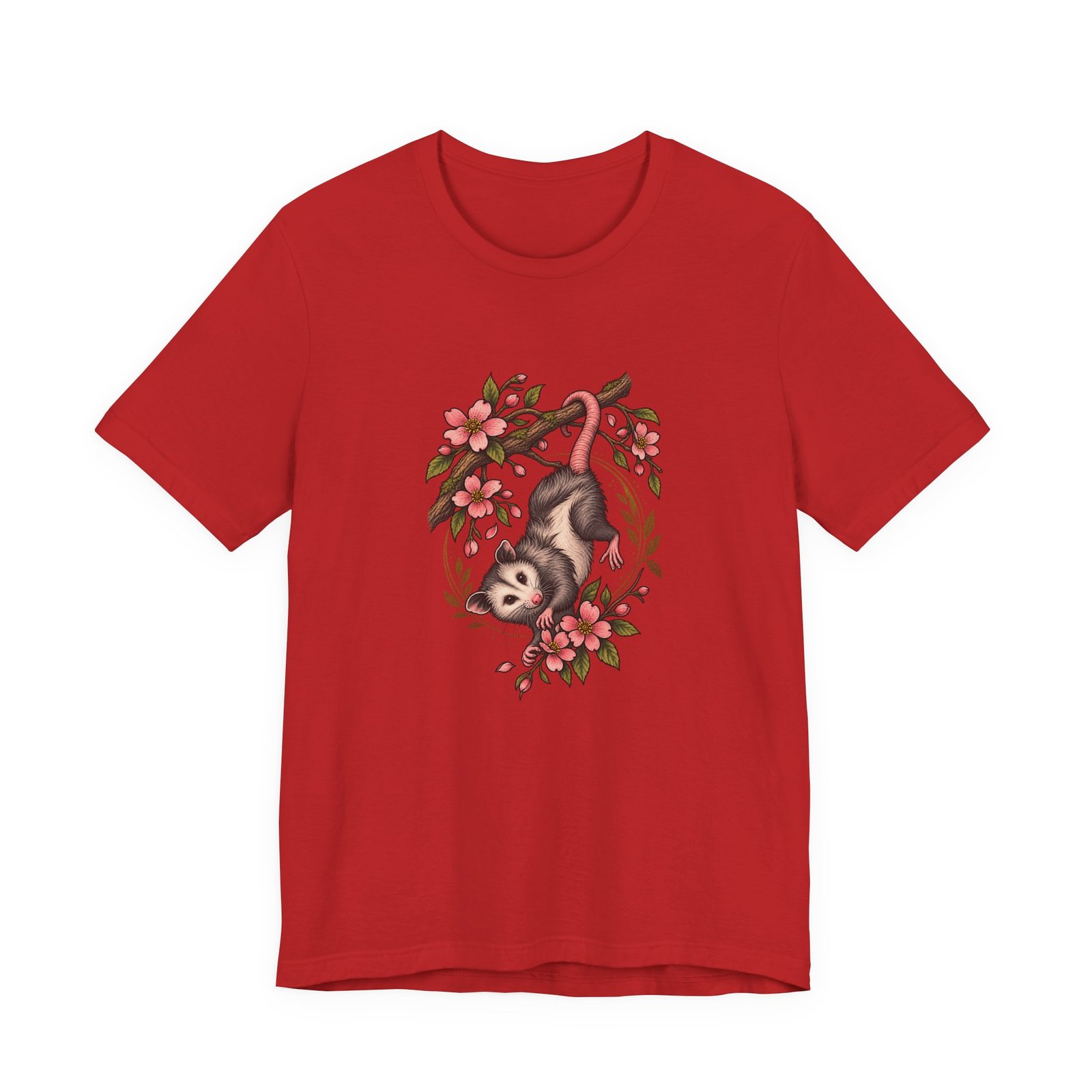 Opossum Hanging Among Blossoms Graphic Tee - Image 45