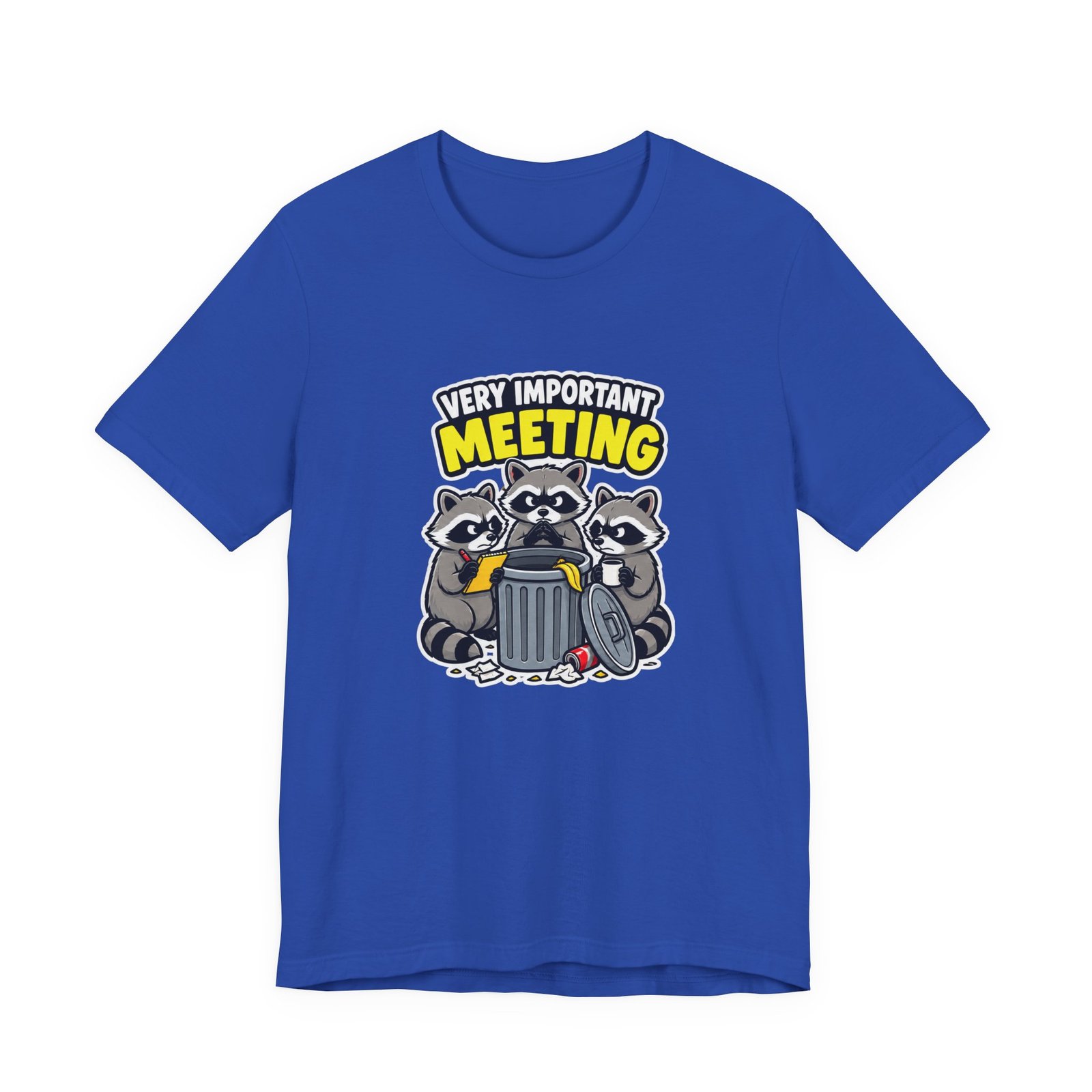 Very Important Meeting Raccoon Trash Can Humor Graphic Tee - Image 29