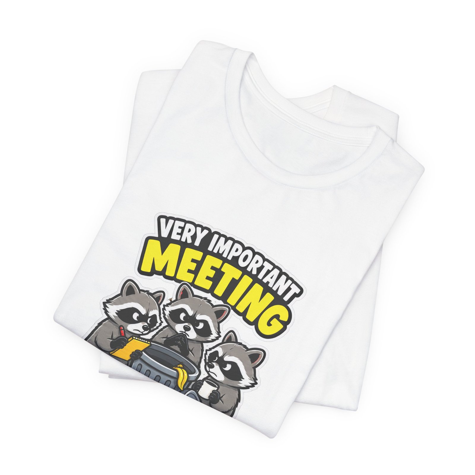 Very Important Meeting Raccoon Trash Can Humor Graphic Tee - Image 3
