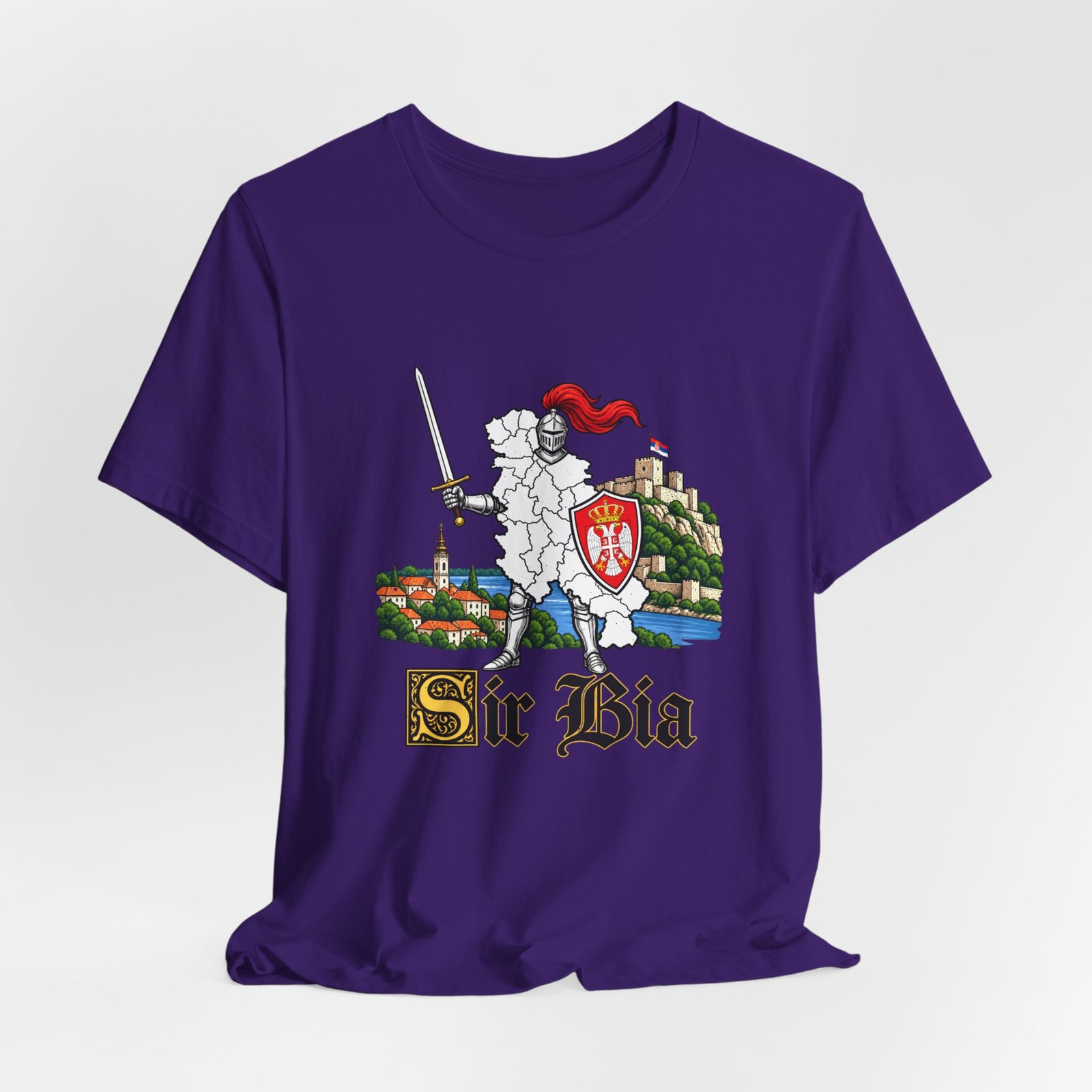 Ser Bia Heraldic Knight Heritage Serbia Pun Graphic Tee - Image 40