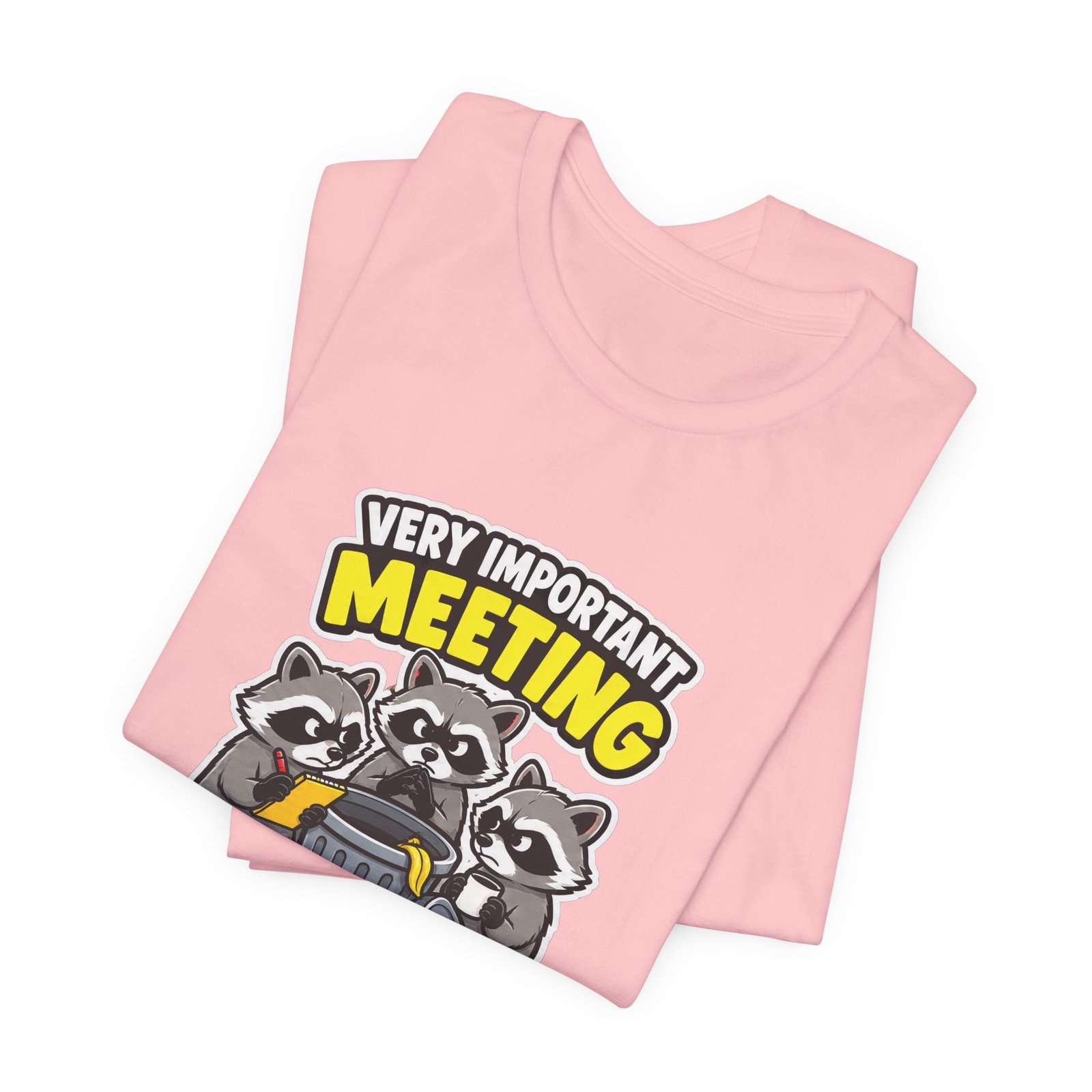 Very Important Meeting Raccoon Trash Can Humor Graphic Tee - Image 43