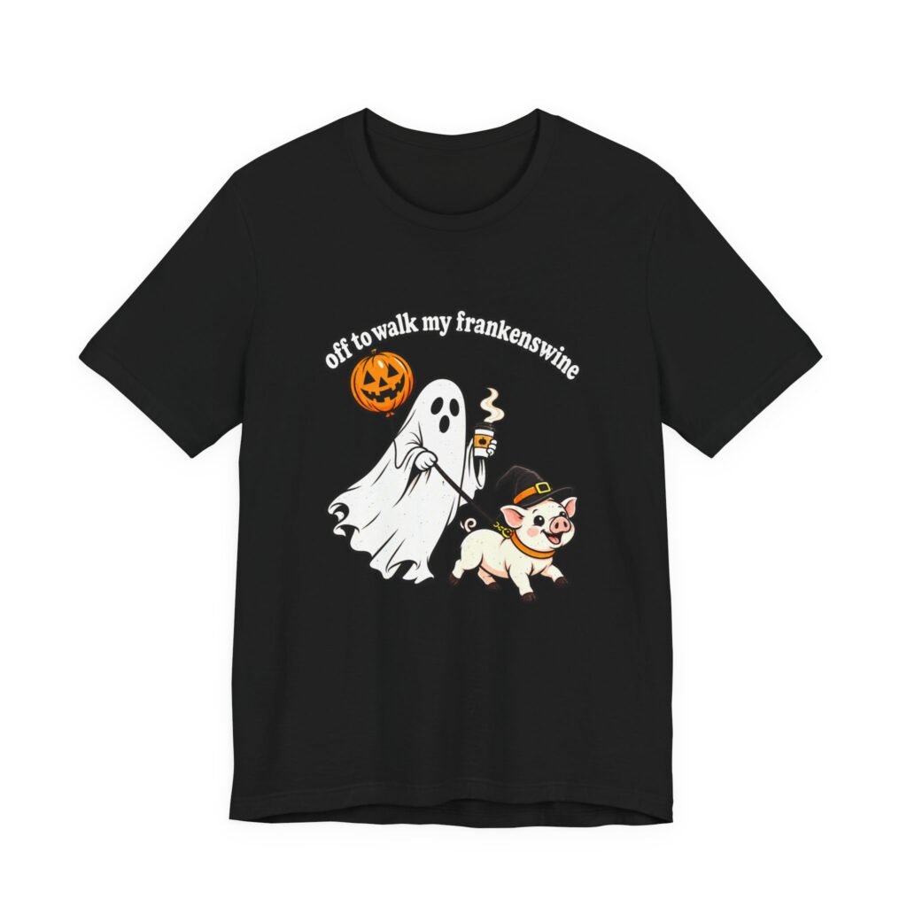 Off To Walk My Frankenswine Halloween Pig Ghost With Witch Hat
