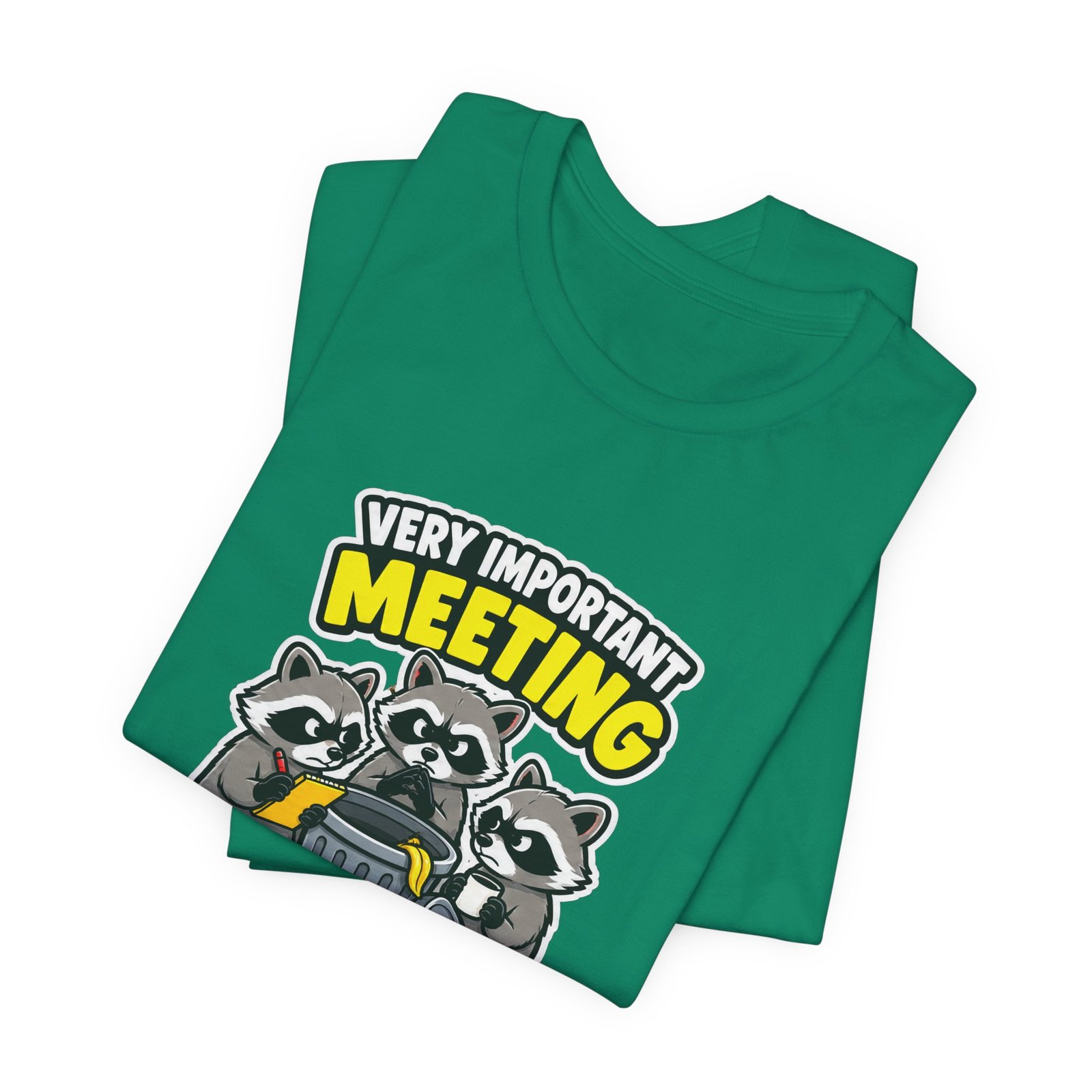 Very Important Meeting Raccoon Trash Can Humor Graphic Tee - Image 27
