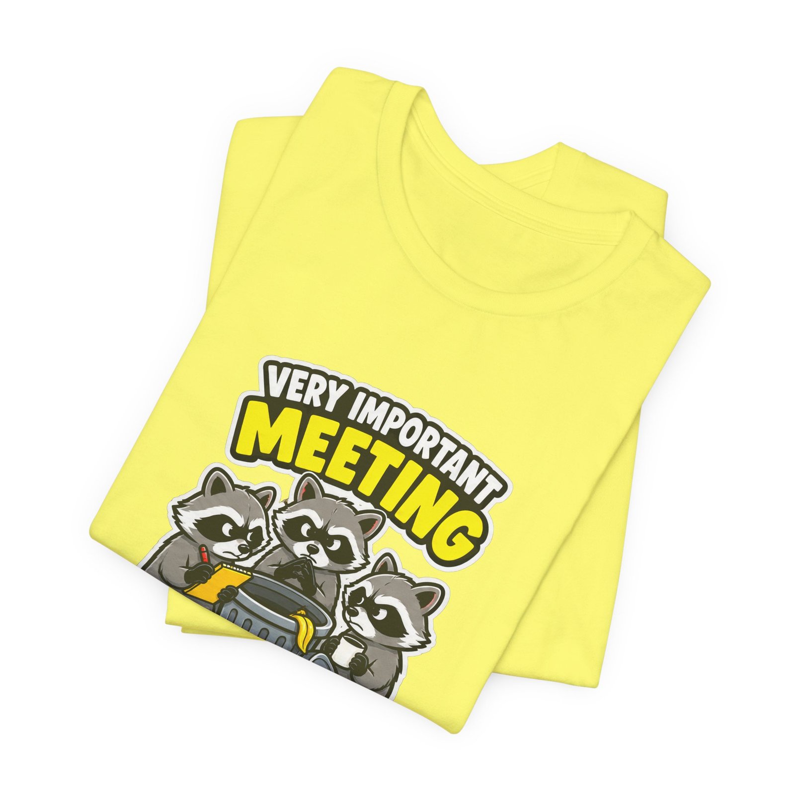Very Important Meeting Raccoon Trash Can Humor Graphic Tee - Image 19