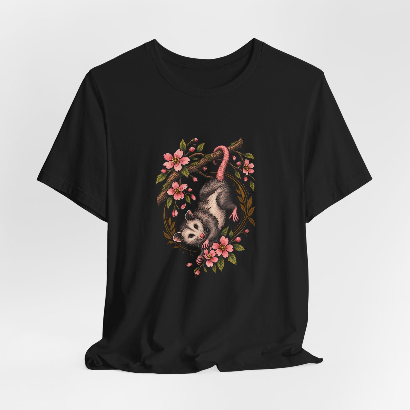 Opossum Hanging Among Blossoms Graphic Tee - Image 16