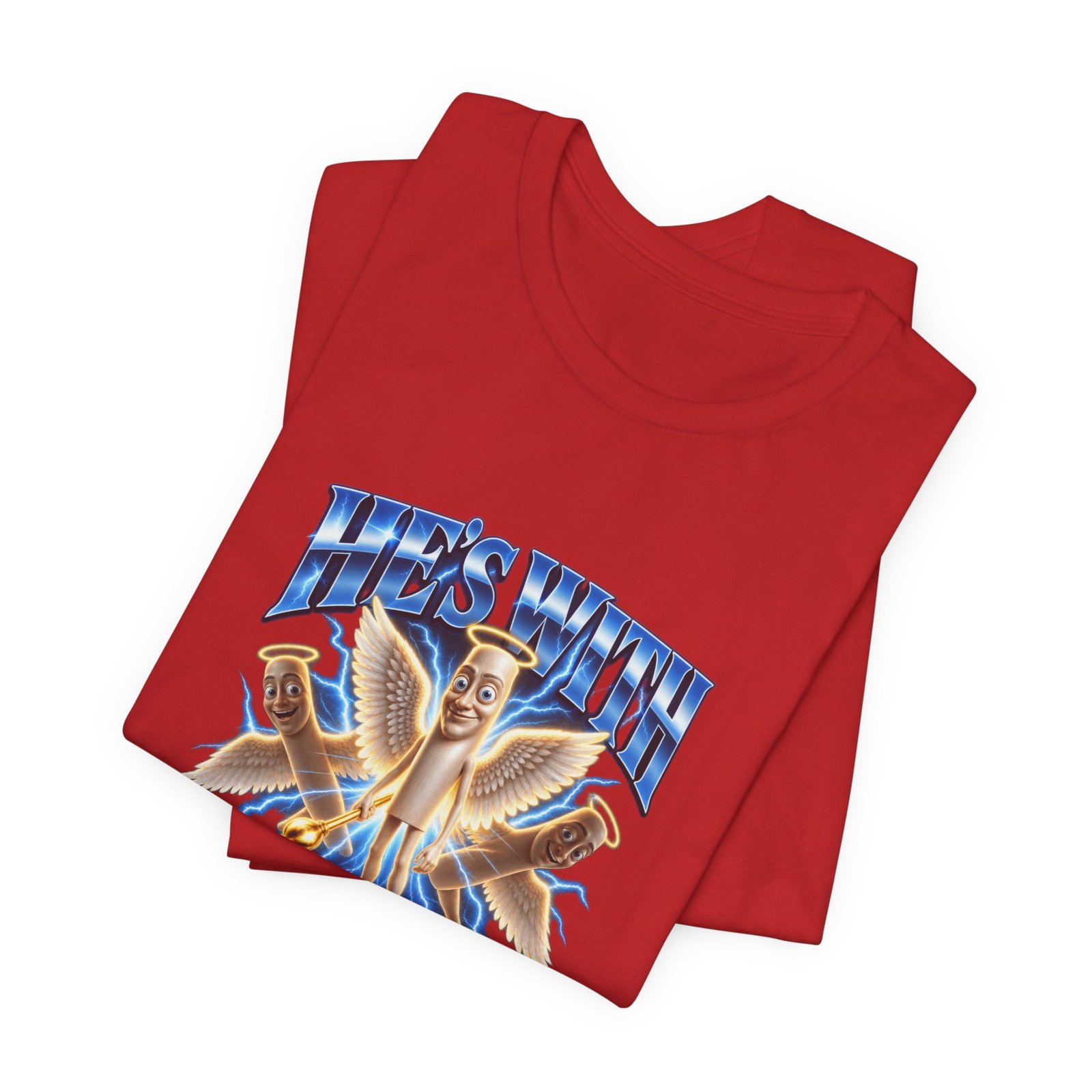 He’s With Tung Sahur Now Meme Angel Humor Graphic Tee - Image 31
