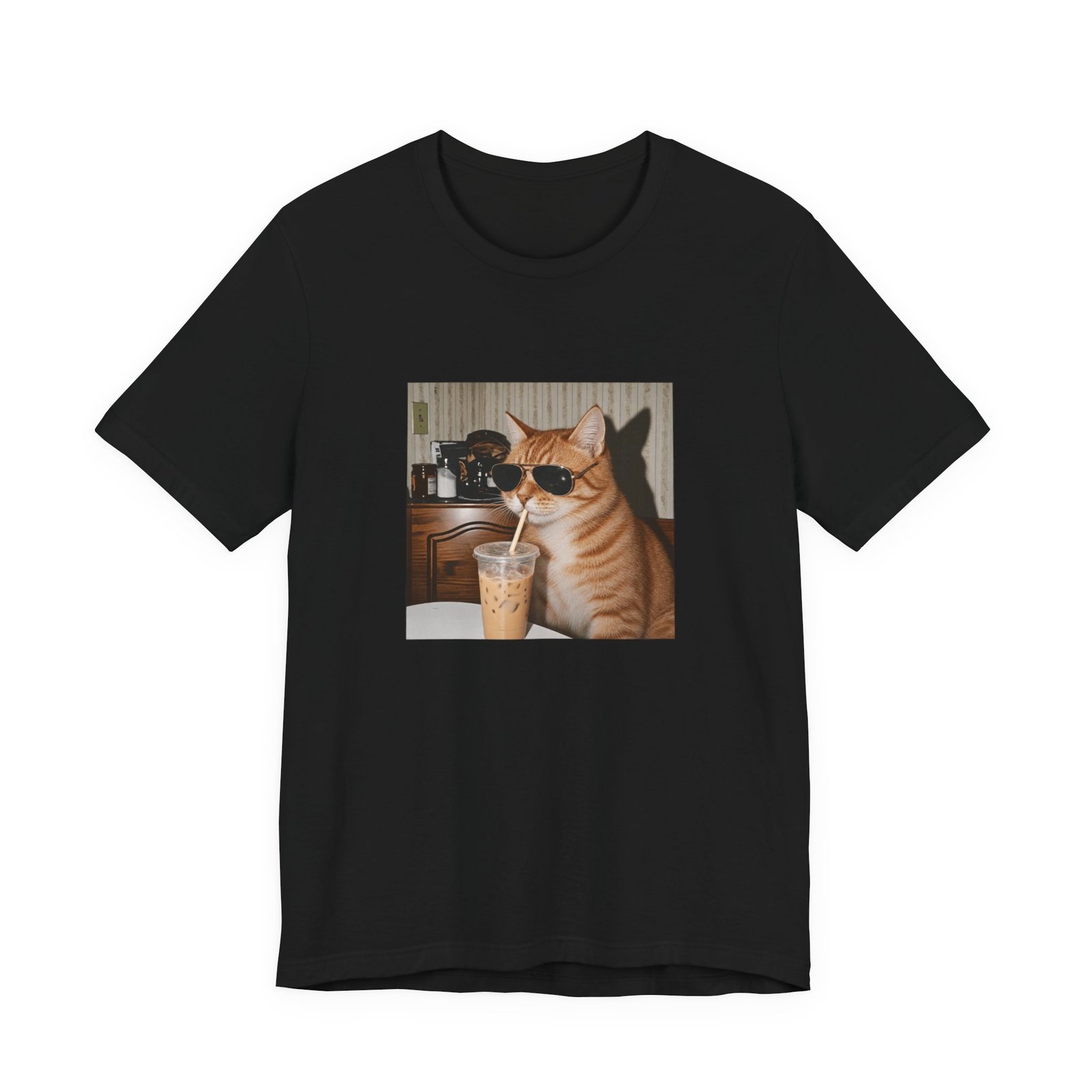 Cat Drinking Iced Coffee Graphic Tee - Image 13