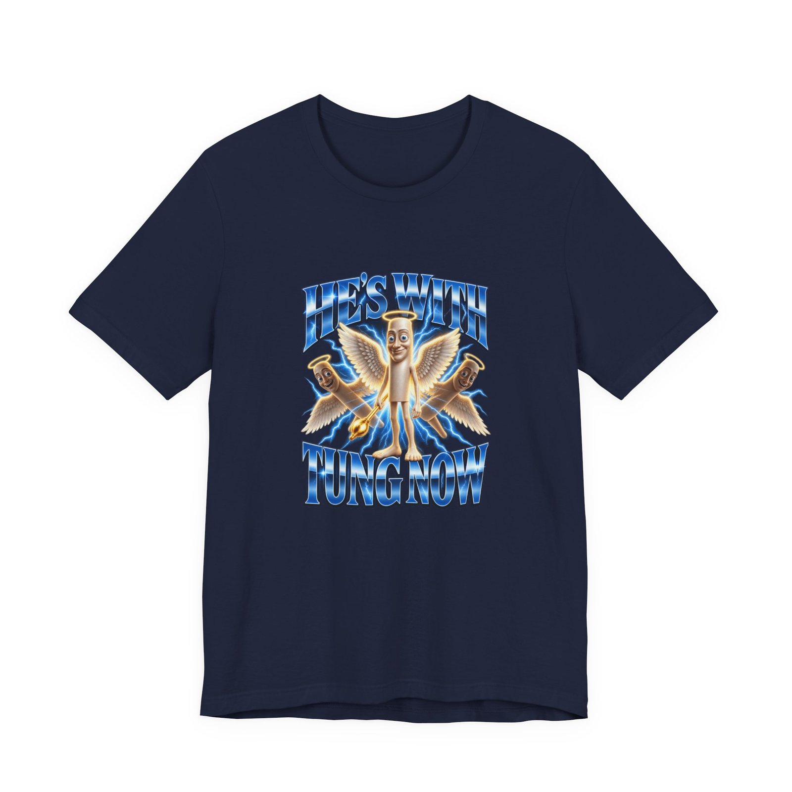 He’s With Tung Sahur Now Meme Angel Humor Graphic Tee - Image 21