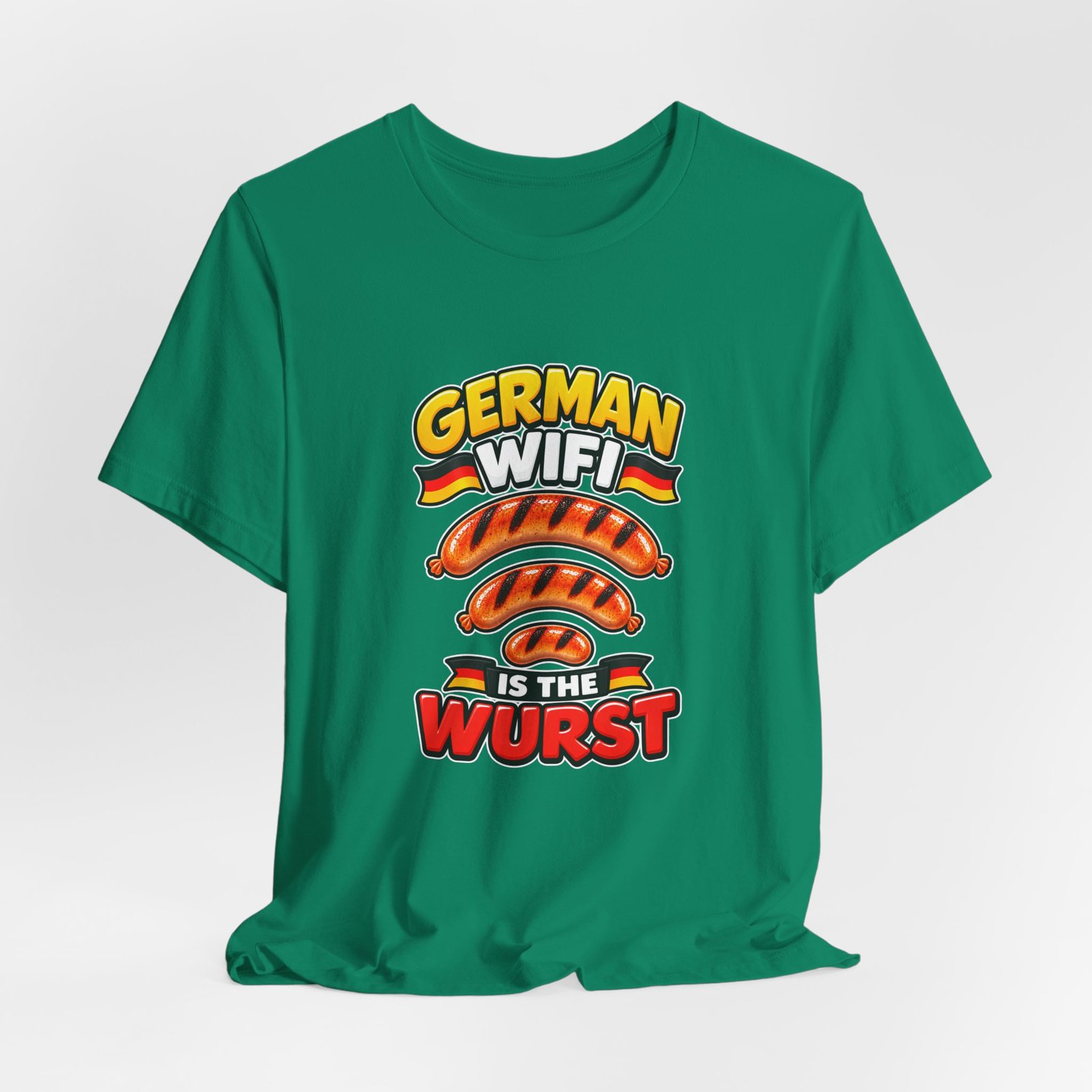 German WiFi Is The Wurst Sausage Pun Graphic Tee - Image 28