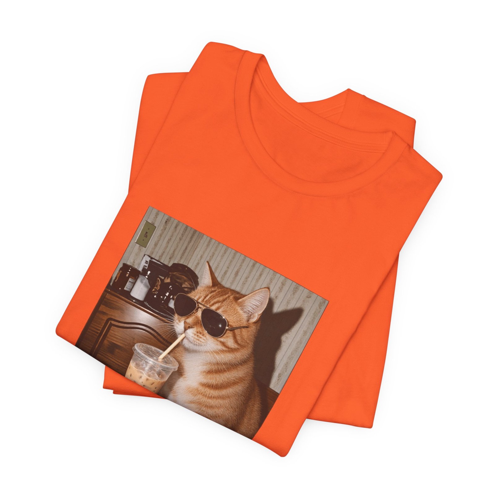 Cat Drinking Iced Coffee Graphic Tee - Image 7