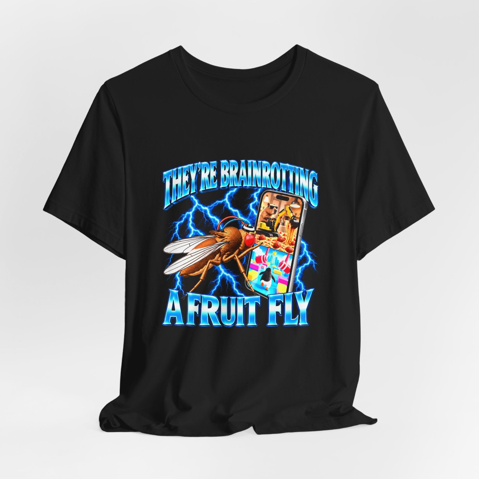 Brainrotting A Fruit Fly Mapped Simluation Meme Graphic Tee - Image 4