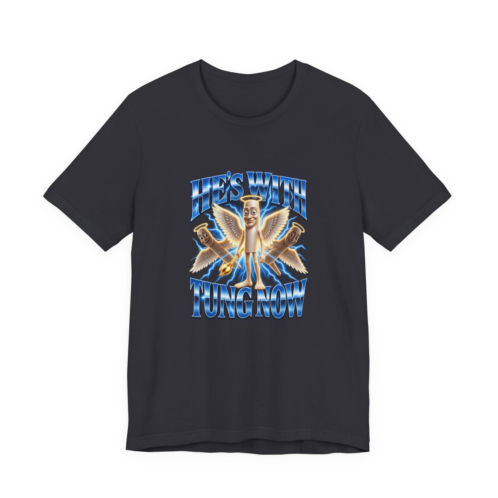 He’s With Tung Sahur Now Meme Angel Humor Graphic Tee - Image 9