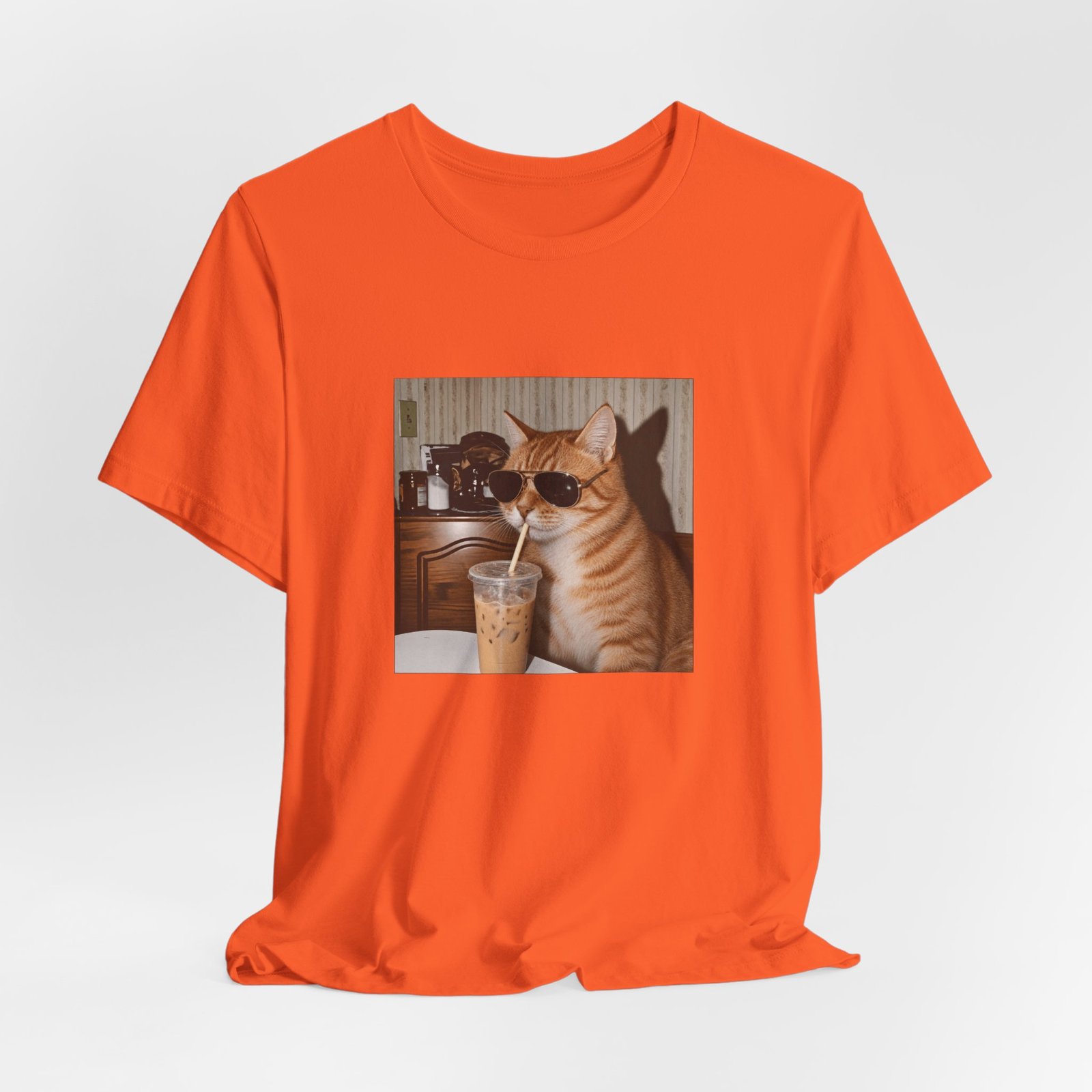 Cat Drinking Iced Coffee Graphic Tee - Image 8