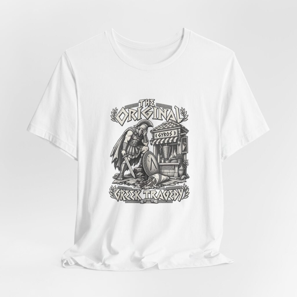 Greek Tragedy Gyros Warrior Food Humor Graphic Tee