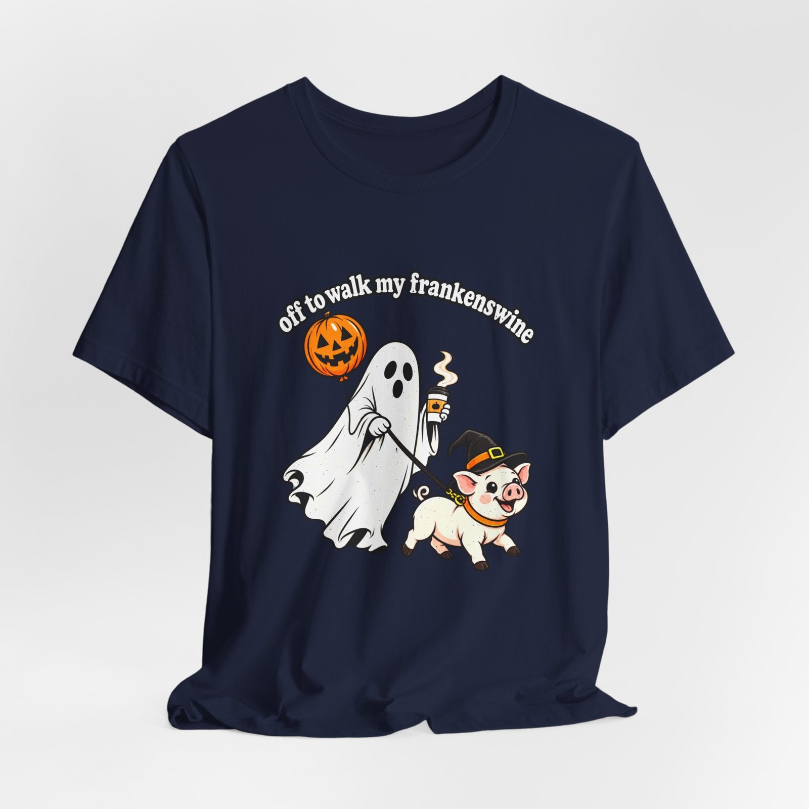 Off To Walk My Frankenswine Halloween Pig Ghost With Witch Hat - Image 24