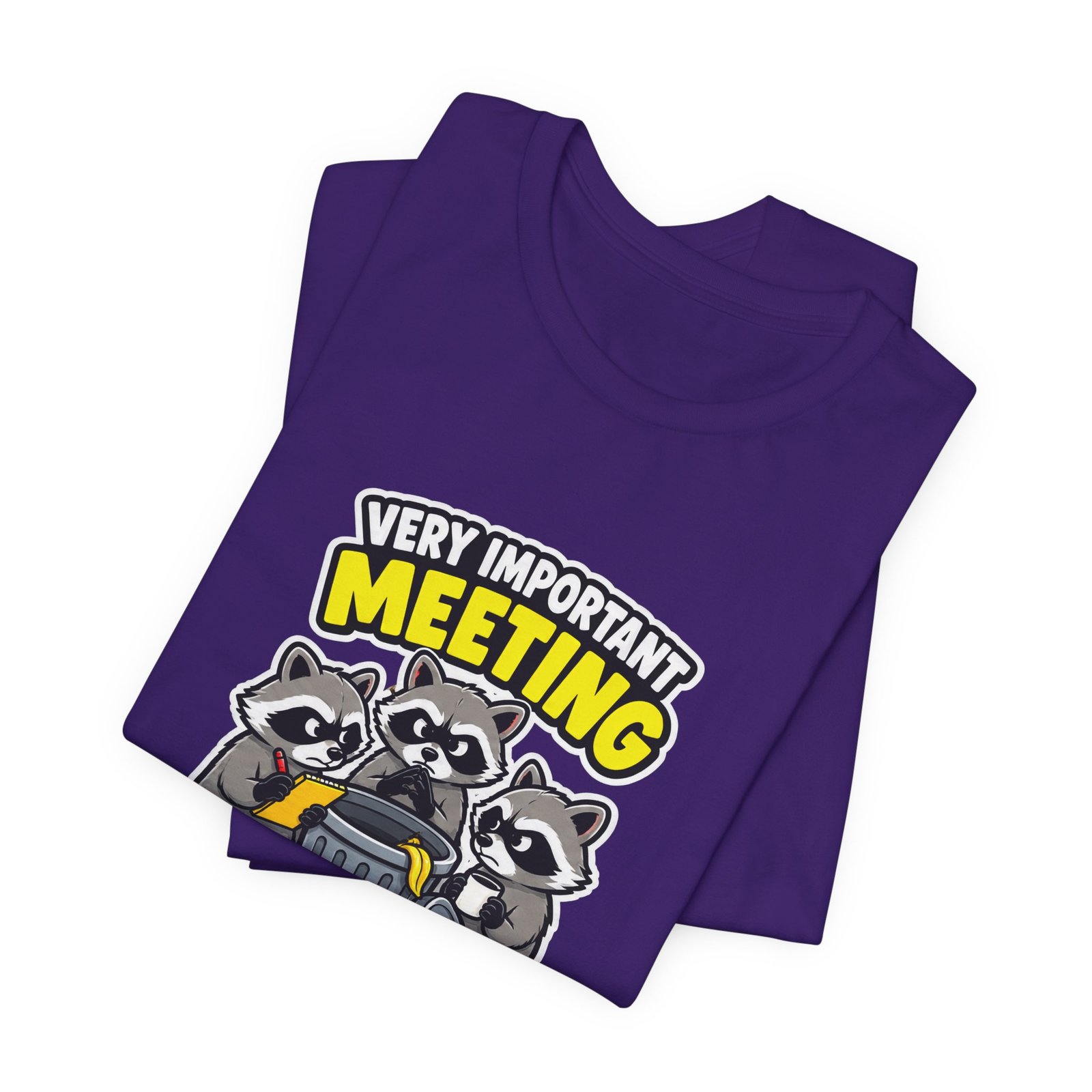 Very Important Meeting Raccoon Trash Can Humor Graphic Tee - Image 39