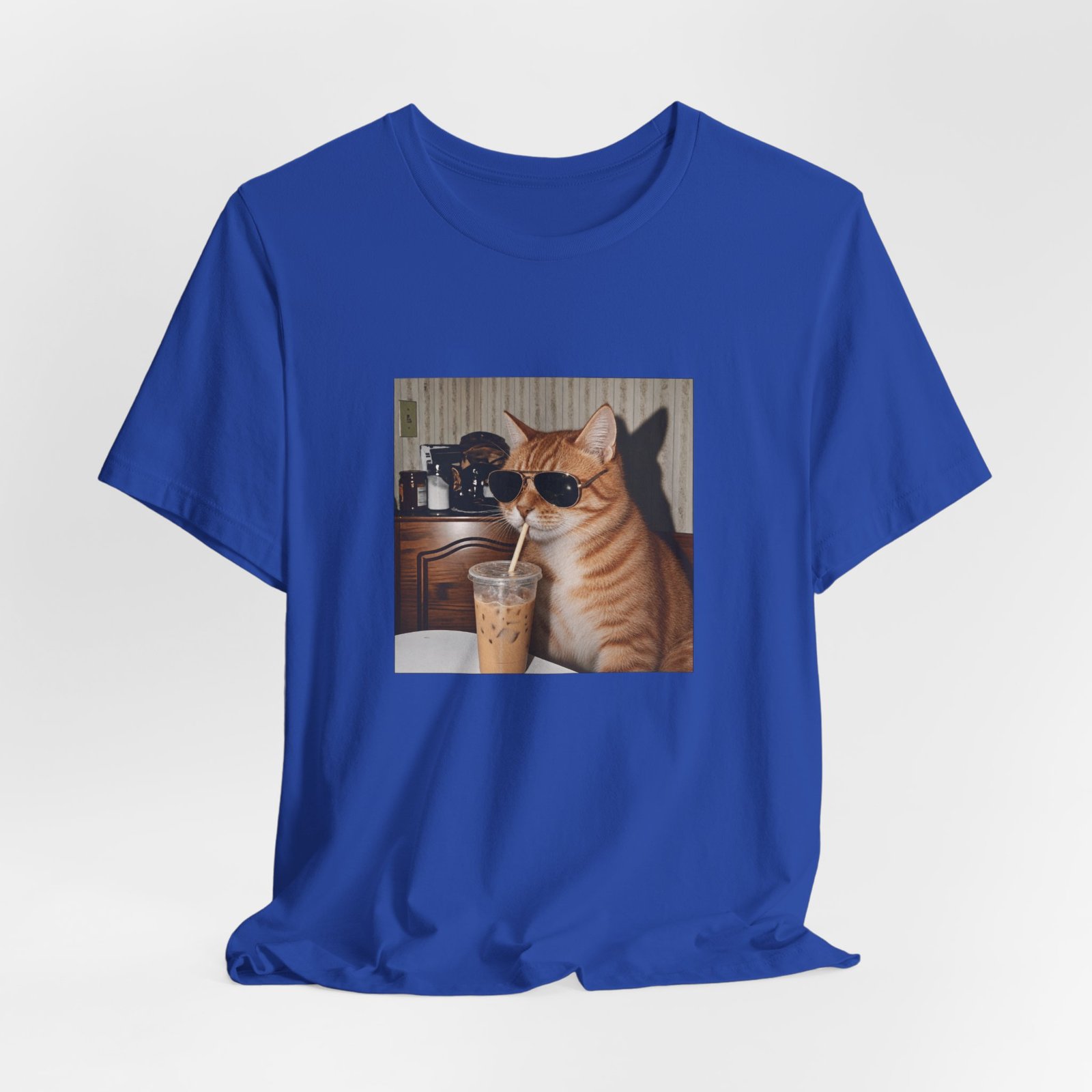 Cat Drinking Iced Coffee Graphic Tee - Image 32