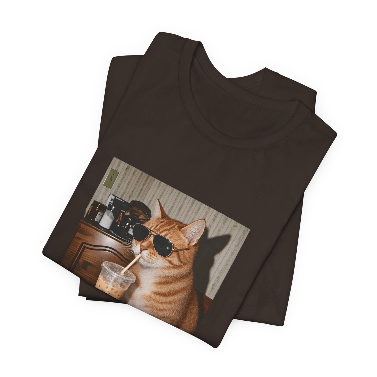 Cat Drinking Iced Coffee Graphic Tee - Image 11