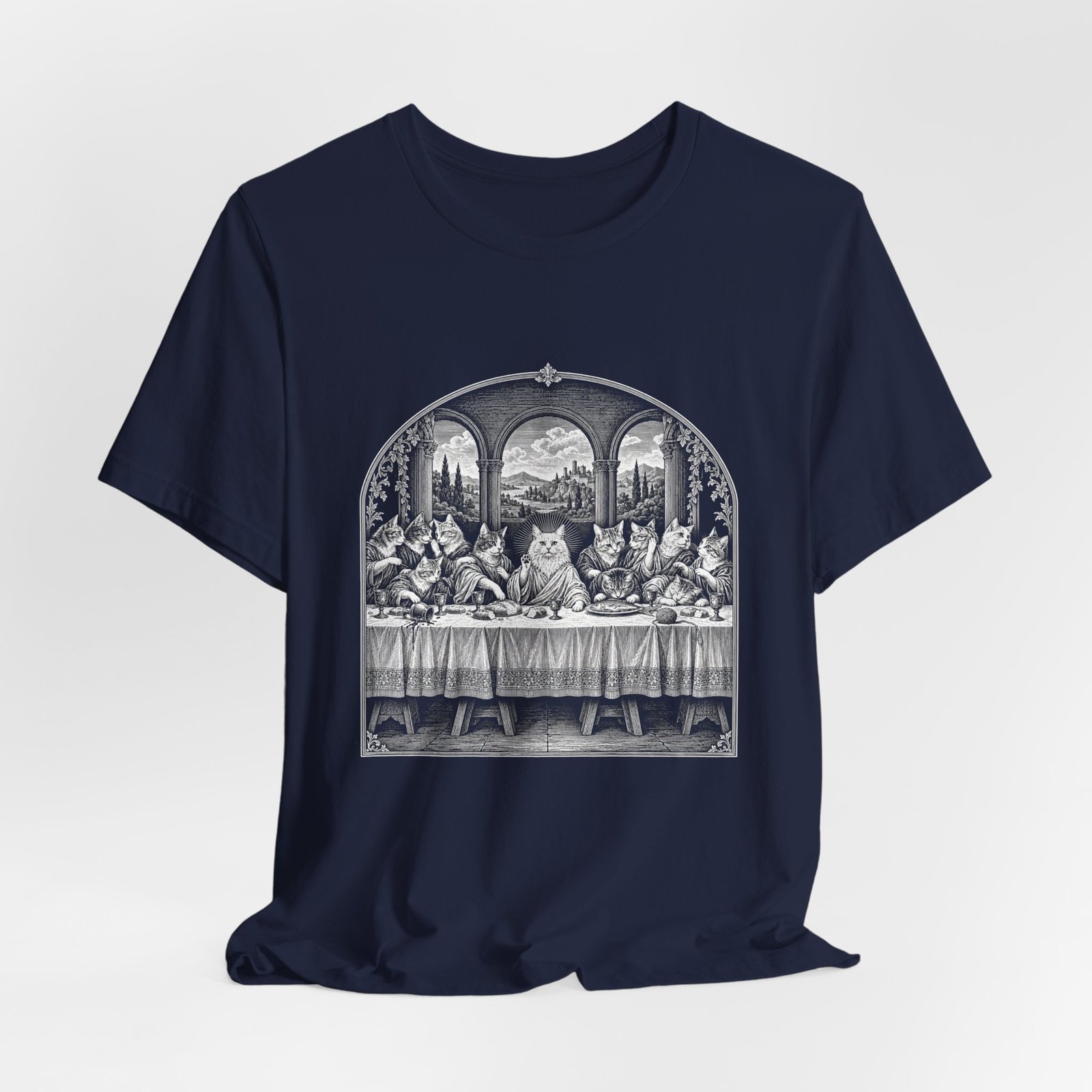 Cats Last Dinner Religious Humor Graphic Tee - Image 24