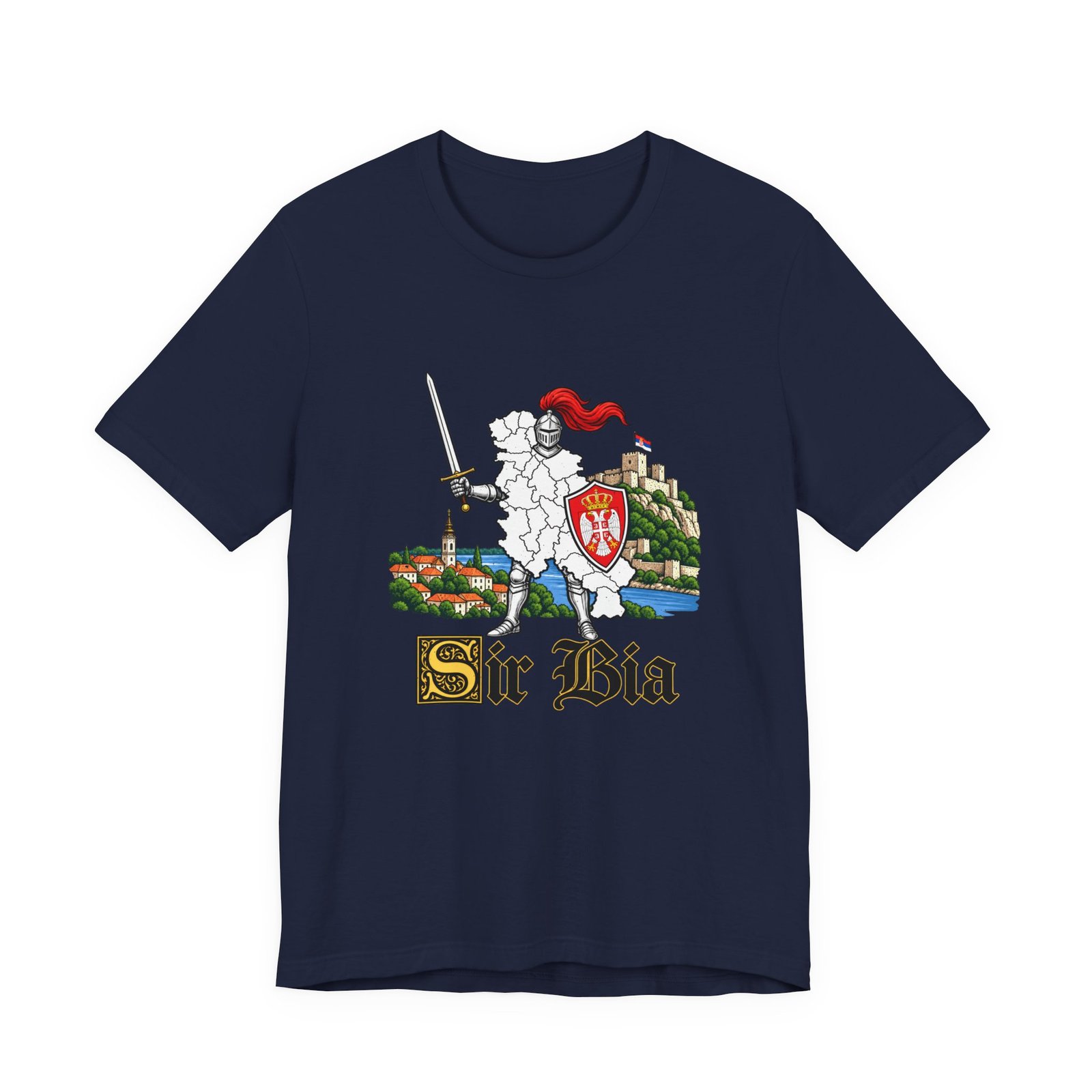 Ser Bia Heraldic Knight Heritage Serbia Pun Graphic Tee - Image 33