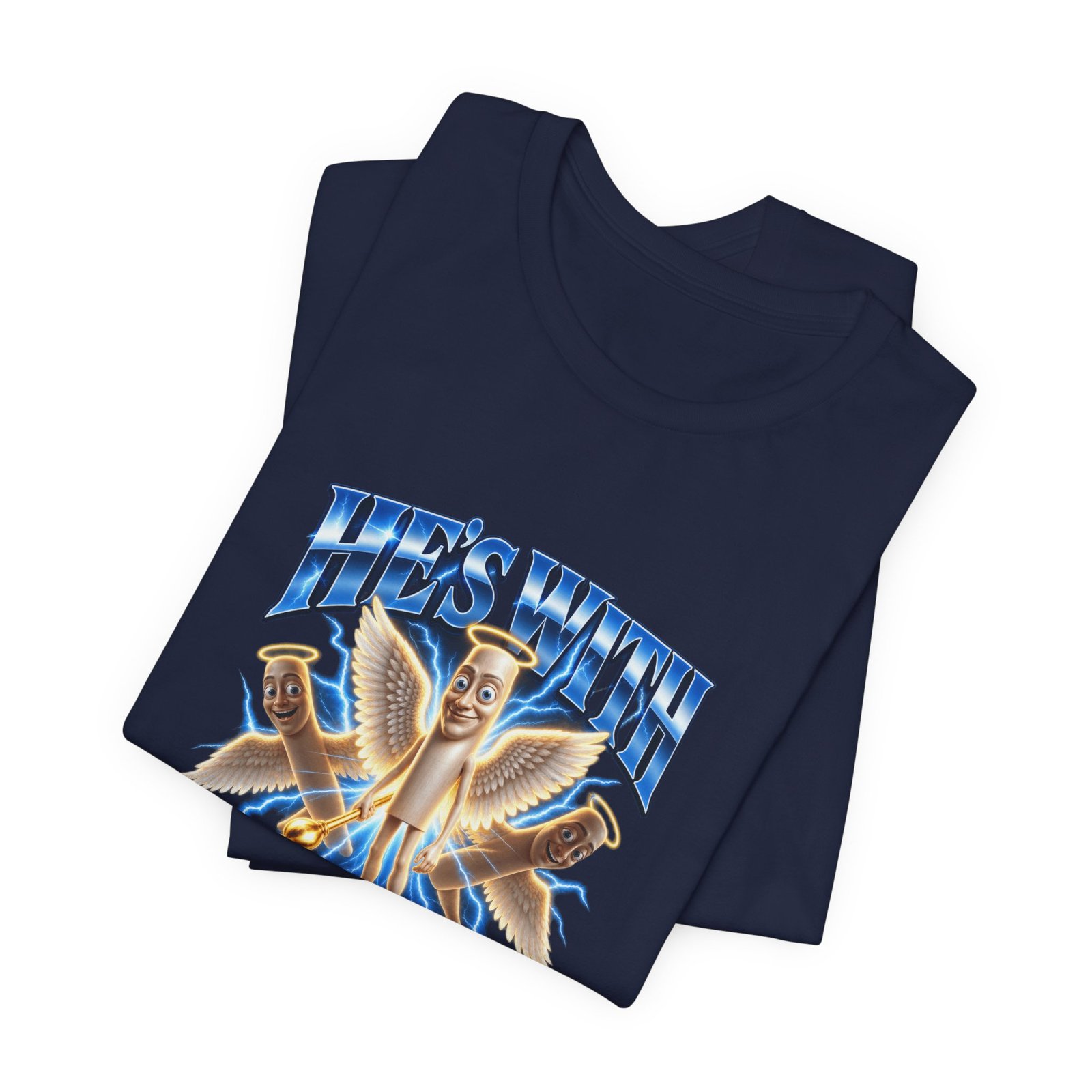 He’s With Tung Sahur Now Meme Angel Humor Graphic Tee - Image 23