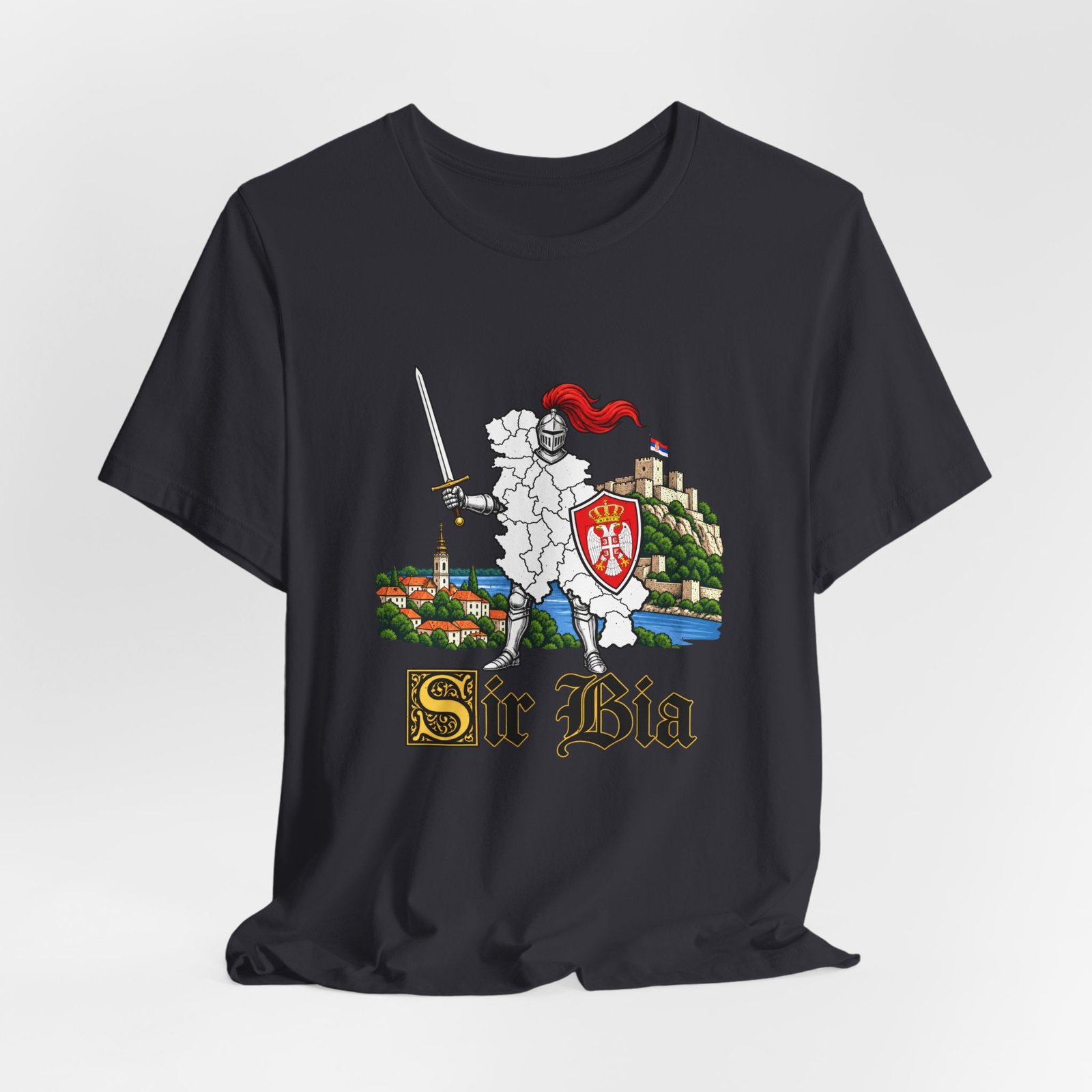 Ser Bia Heraldic Knight Heritage Serbia Pun Graphic Tee - Image 24