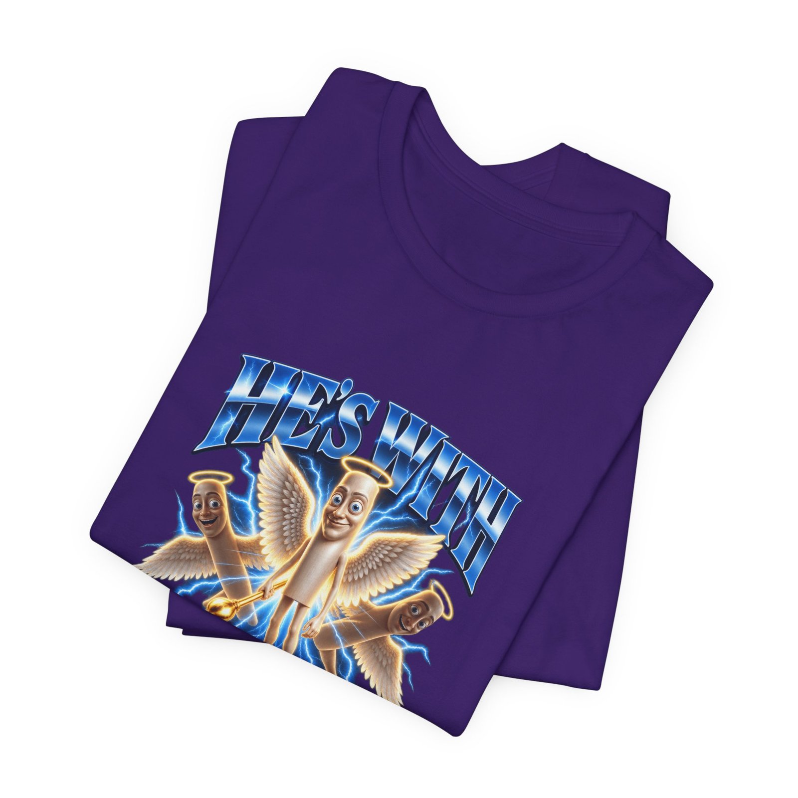 He’s With Tung Sahur Now Meme Angel Humor Graphic Tee - Image 27